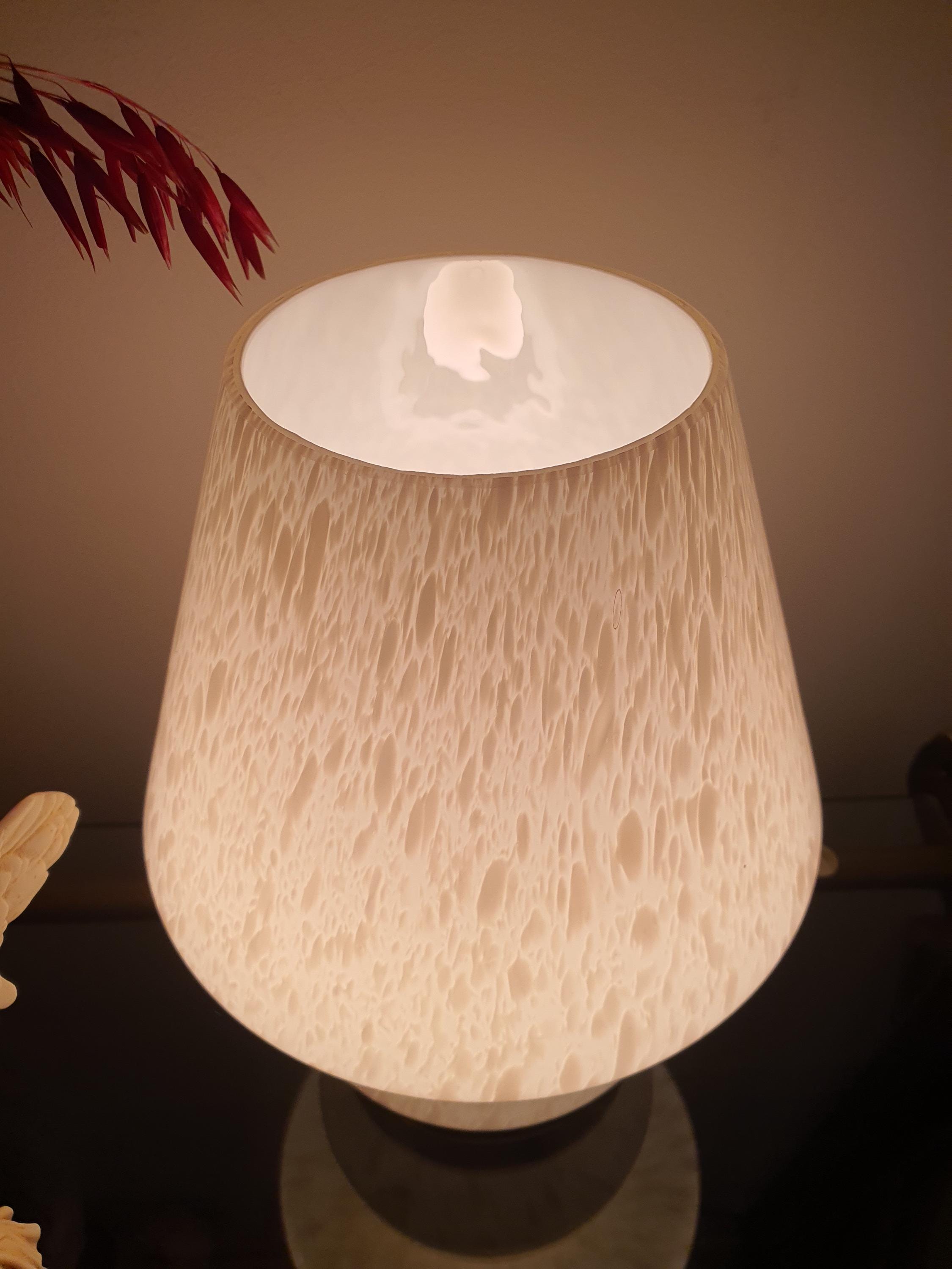 Vintage Murano Glass Mushroom Lamp: Mid-Century Modern Beige Bedside Light