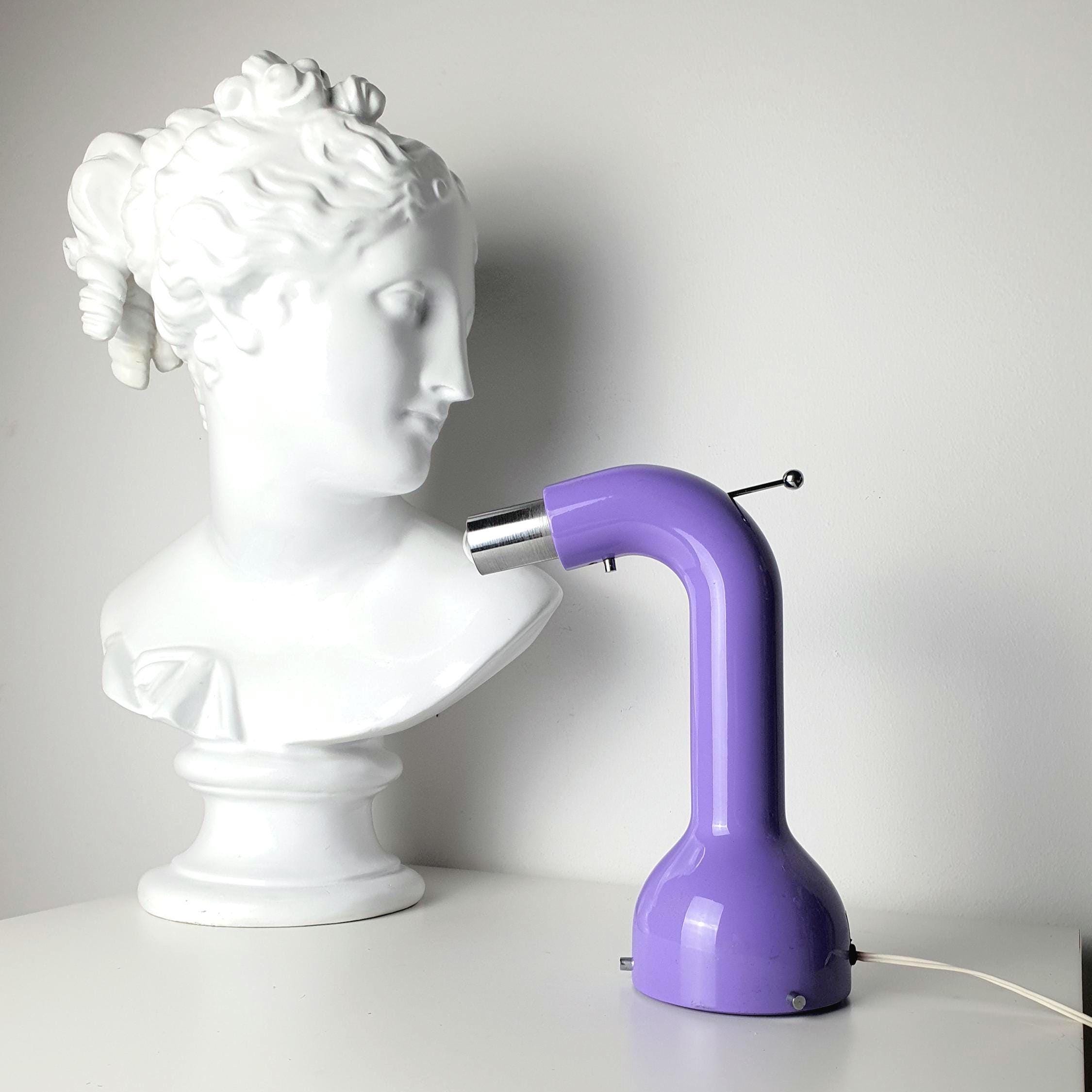 Space Age purple gooseneck vintage desk lamp 1970s