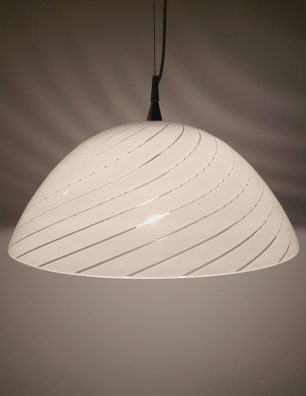 AV Mazzega Murano Glass Swirl Pendant Light: Italian Dome Lamp