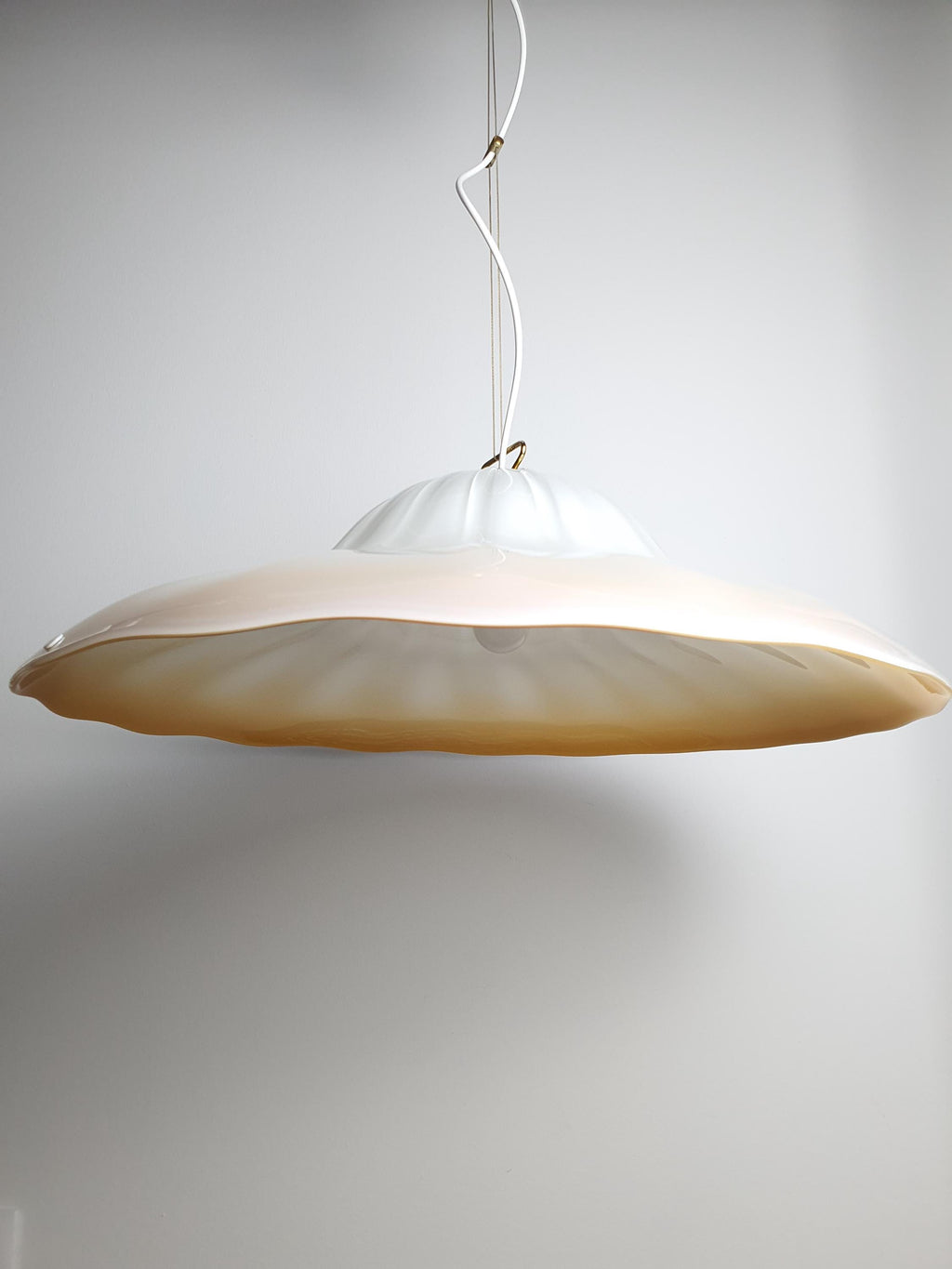 Large La Murrina Crème Brûlée Caramel Floral Pendant Light | Vintage Murano Glass Lighting