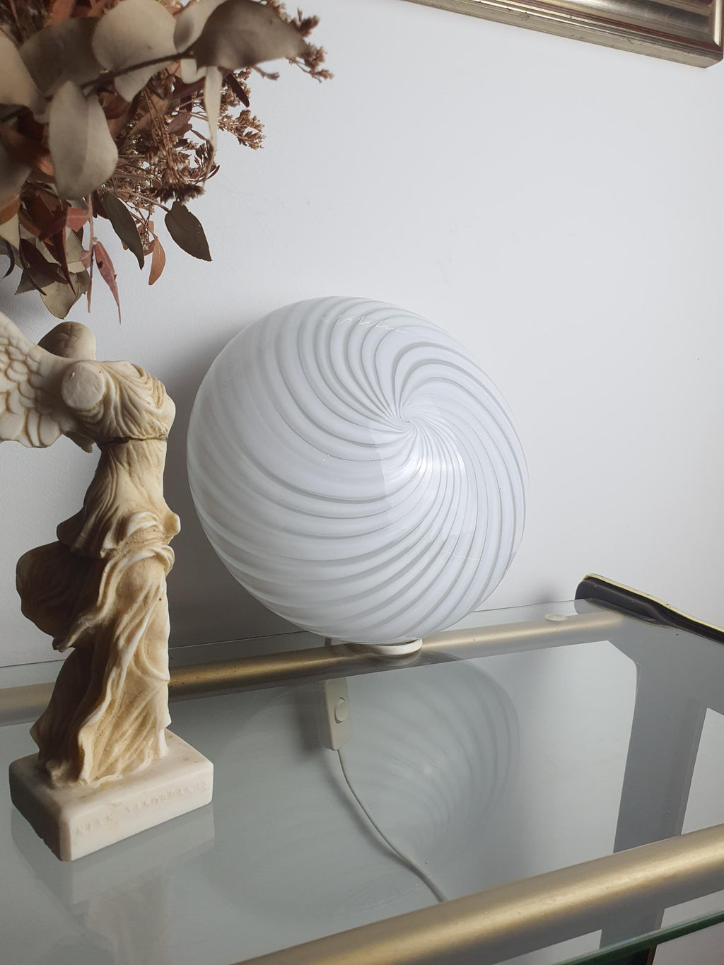 Vintage Murano Glass Swirl Flush Mount Light | Mid-Century Modern Retro Lighting