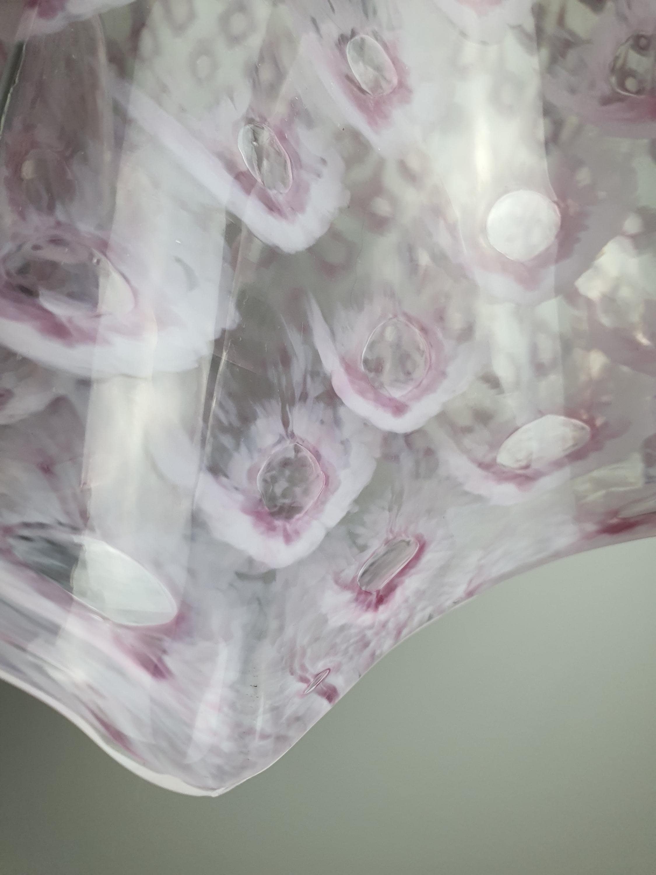 La Murrina Pink Bubbled Murano Glass Pendant Light | Vintage Fazzoletto Hanging Lamp