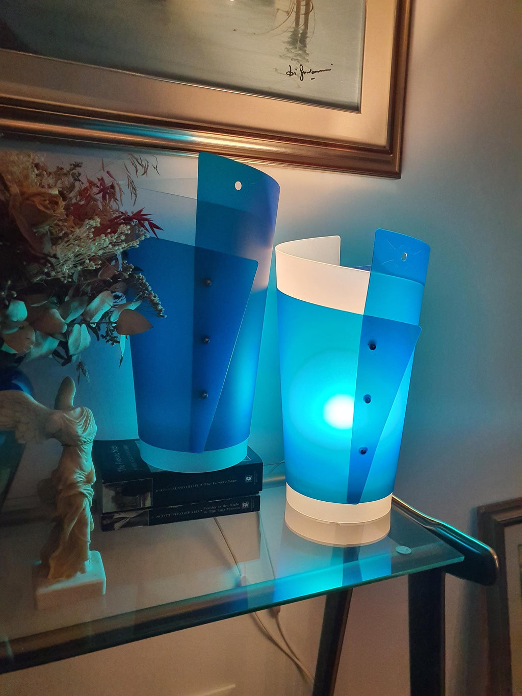 Pair of Blue Energy Light Table Lamps | Samuel Parker for Slamp, 1980s Italian Design