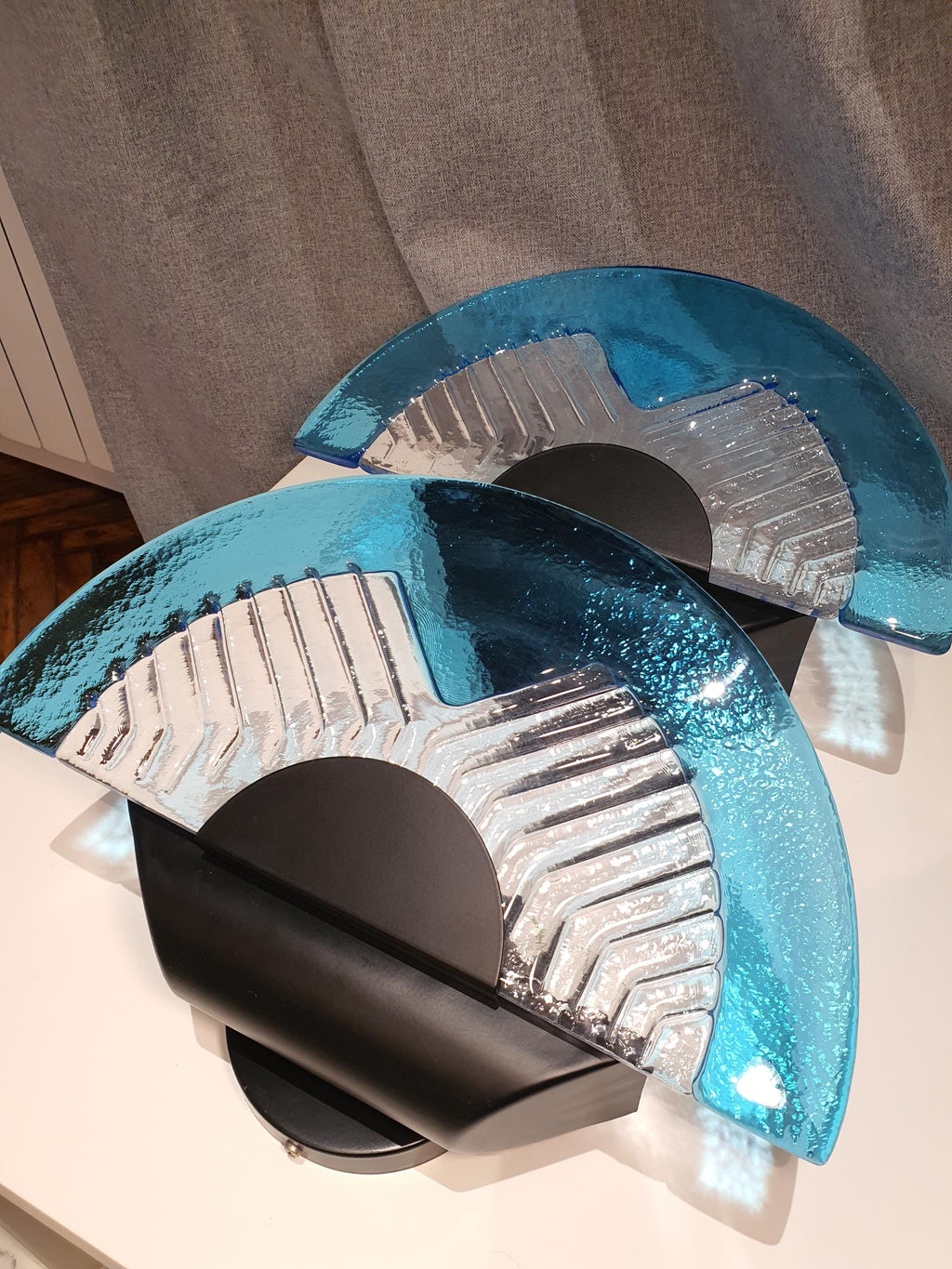 Vintage Blue Murano Glass Sconces: Italian Retro Light Fixtures