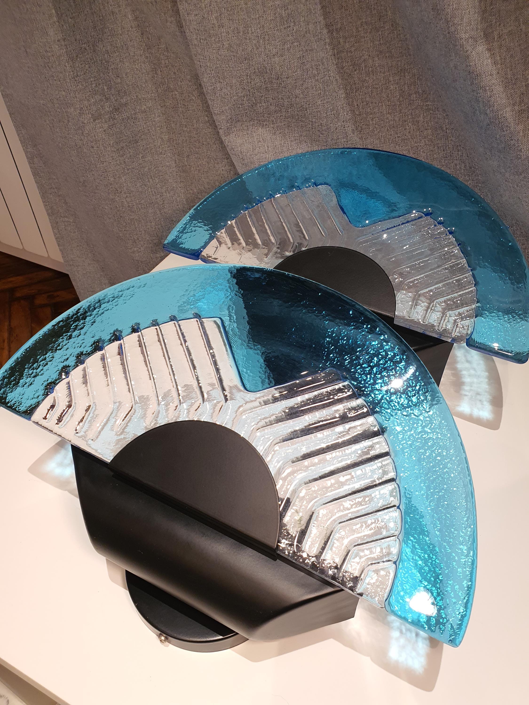 Vintage Blue Murano Glass Sconces: Italian Retro Light Fixtures