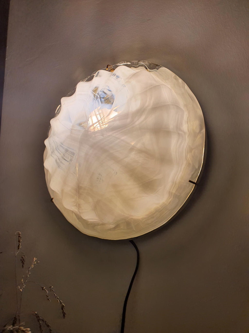 La Murrina Murano Glass White Shell Flush Mount or Wall Sconce Gold Base