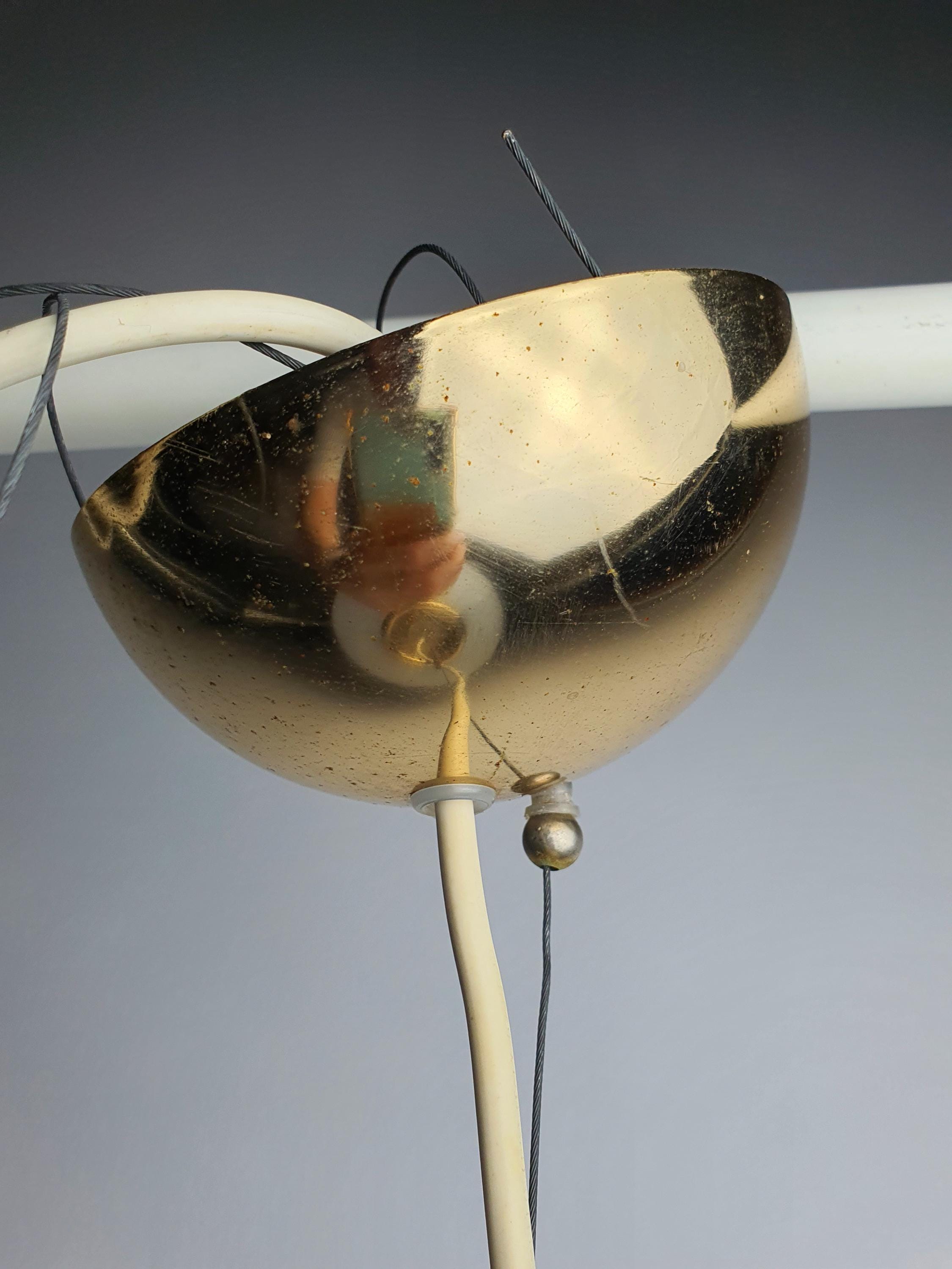 Gold-toned fitting and adjustable cord detail, vintage Murano bubble glass pendant