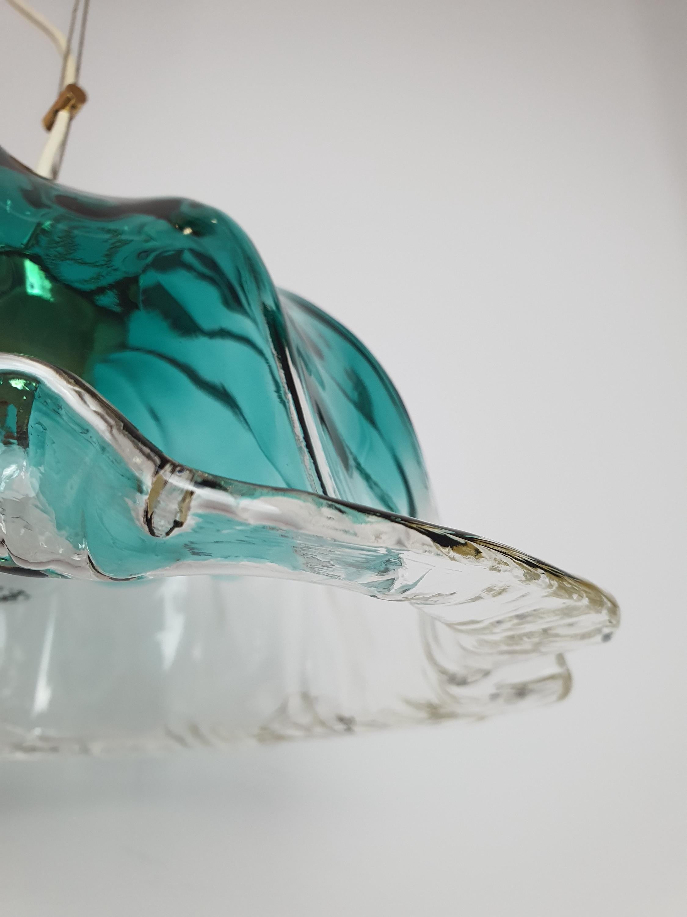 Vintage Murano Glass Tulip Pendant Light: Emerald Green La Murrina