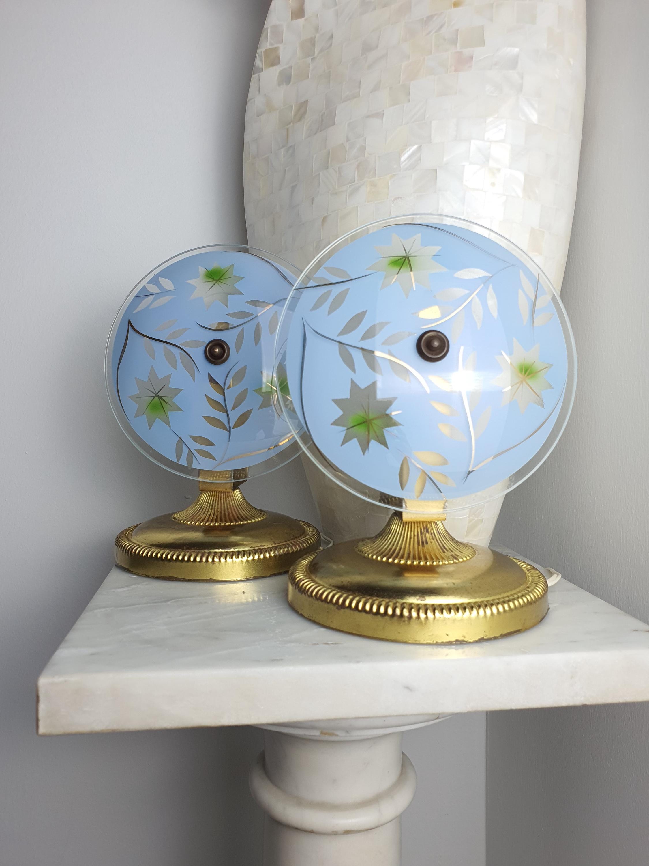 Pair of 1950s Italian bedside lights — both lamps shown together, bedside table setting