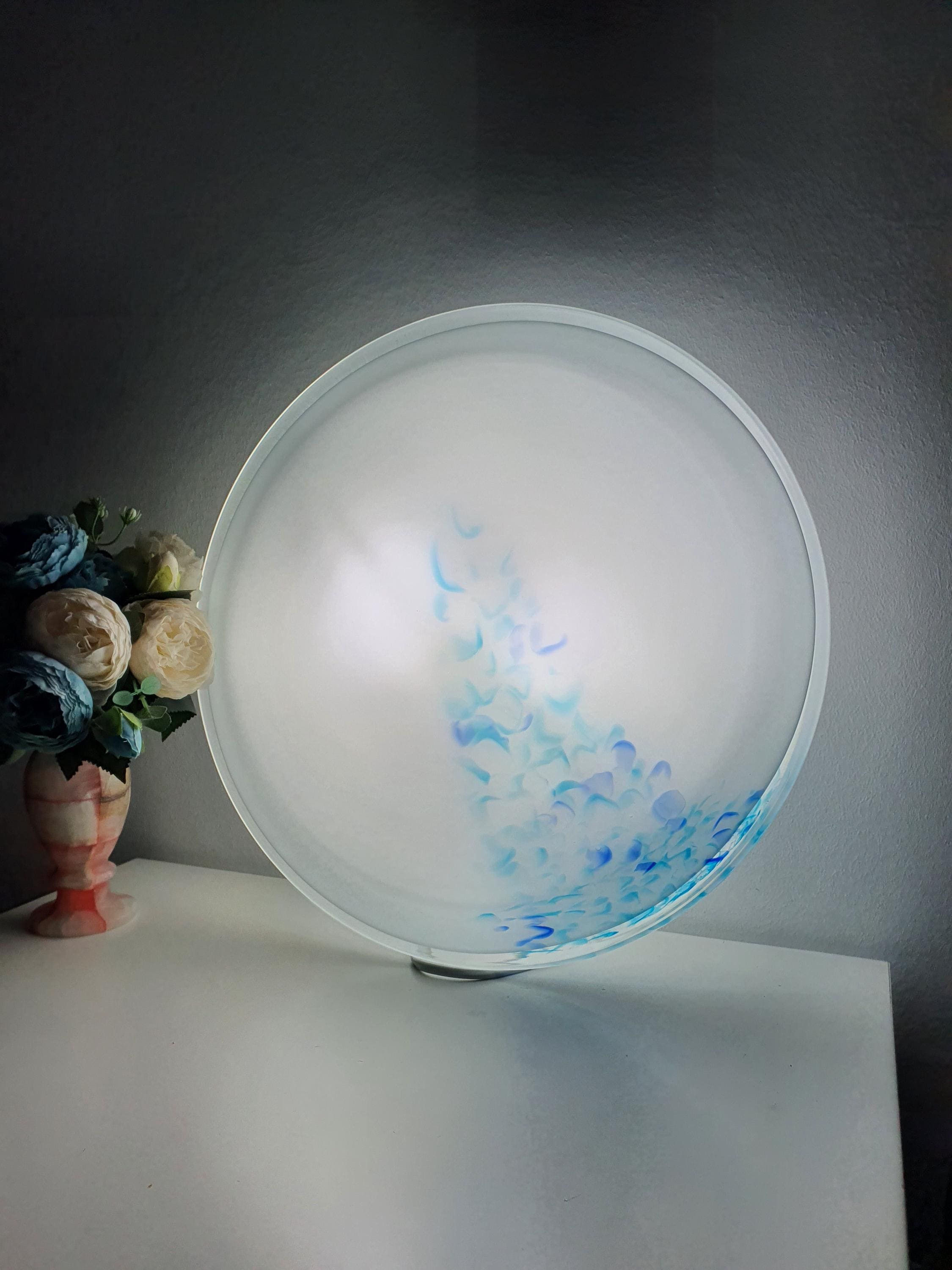 Vintage Murano Glass Flush Mount with Blue Murrine Spots