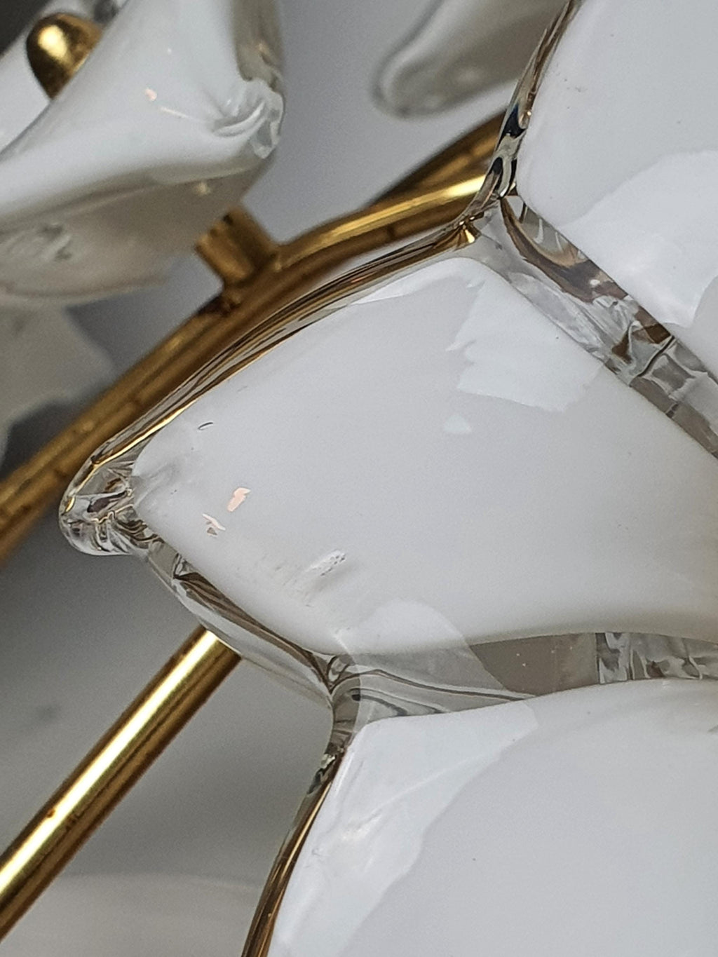 穆拉诺玻璃白色花卉吸顶灯 | 意大利复古Sputnik天花灯