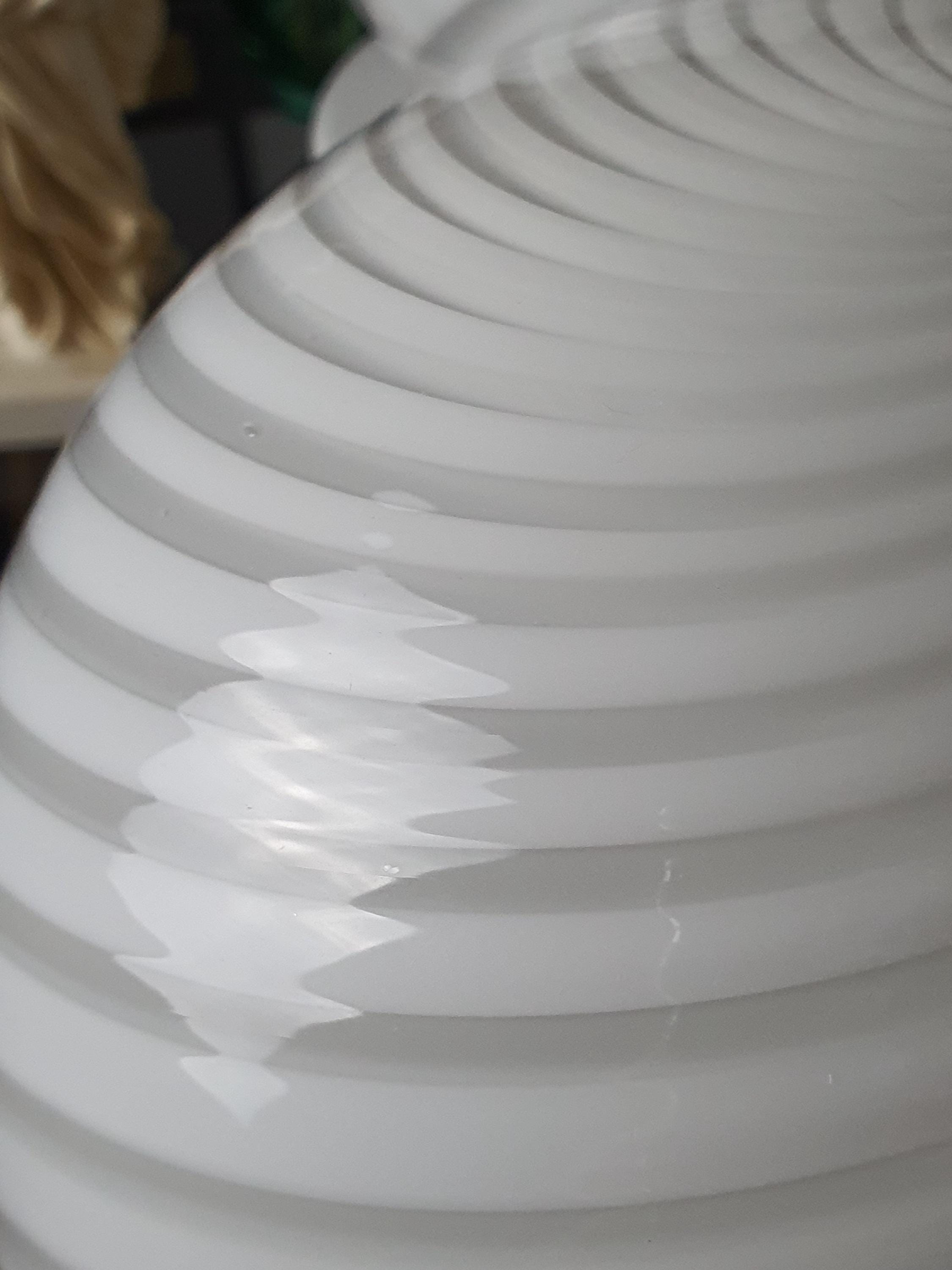 Murano Glass Table Lamps: White Swirl Globe, Mid-Century Modern, Italian Vintage Pair
