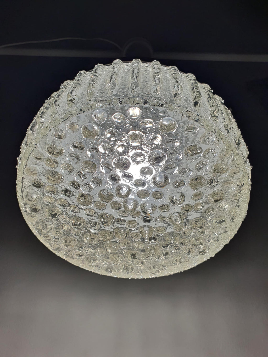 1970s Italian retro pendant — irregular glass texture and fluid organic appearance
