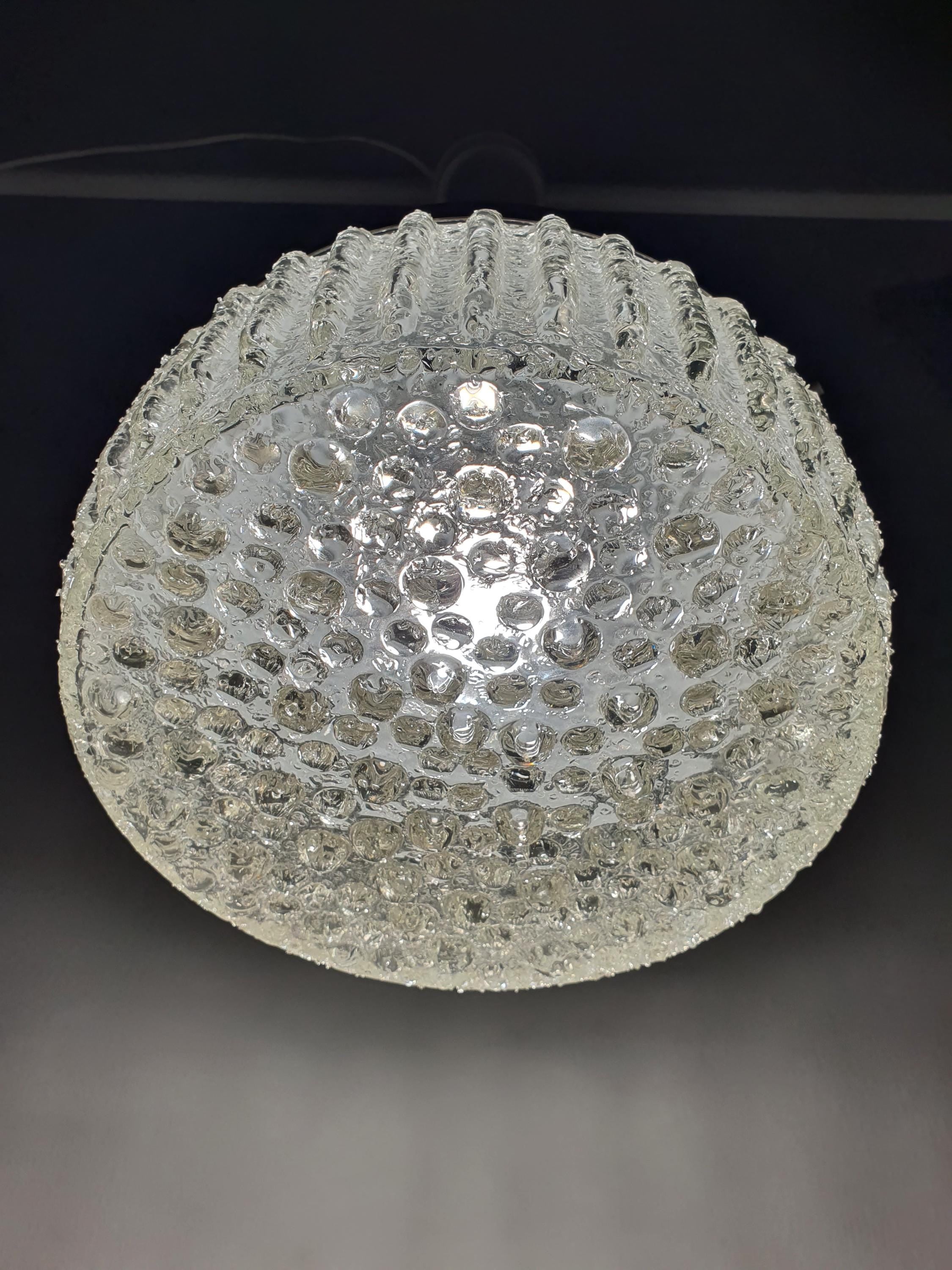 1970s Italian retro pendant — irregular glass texture and fluid organic appearance