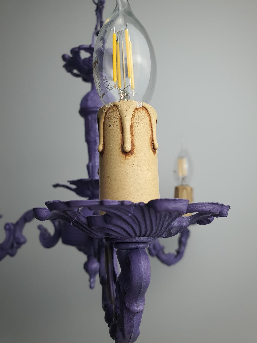 Detail of curved metal arms on a 1960s Italian chandelier
