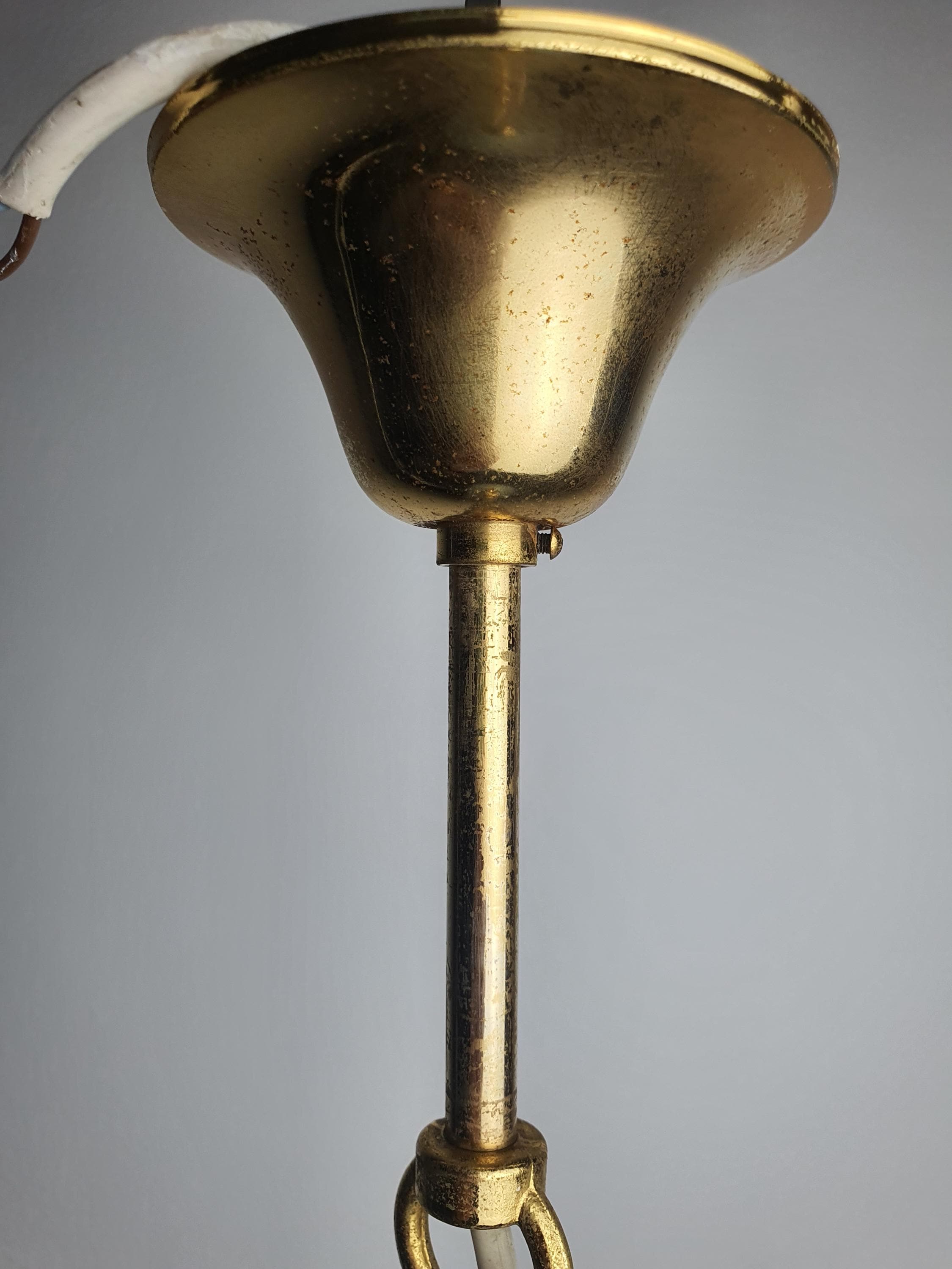 Labelled Murano Glass Light Blue Bell Pendant Light | Candy Swirl Italian Vintage Lamp