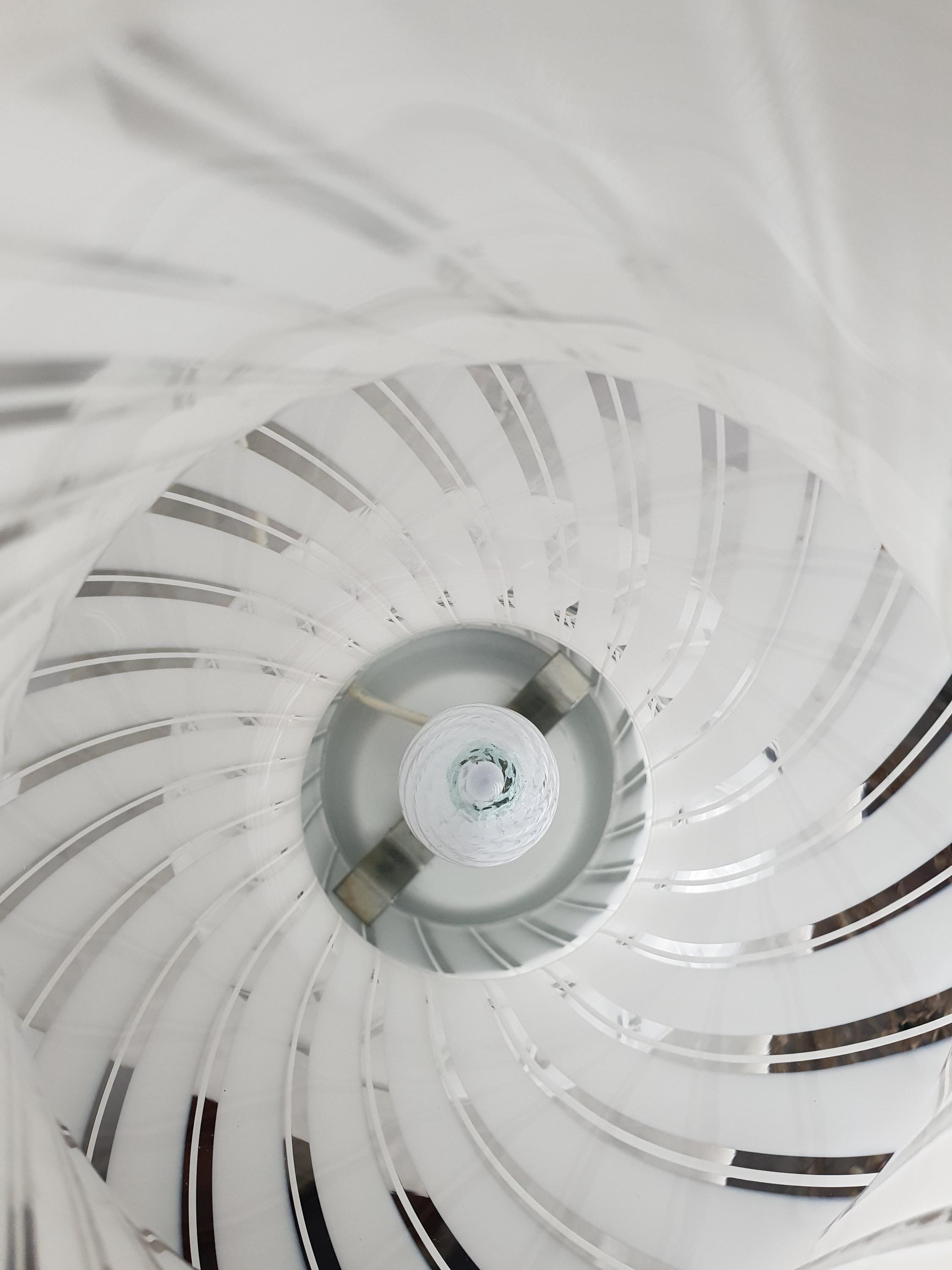 Vintage Murano Glass Mushroom Lamp: White Swirl, 1970s Italian Lighting