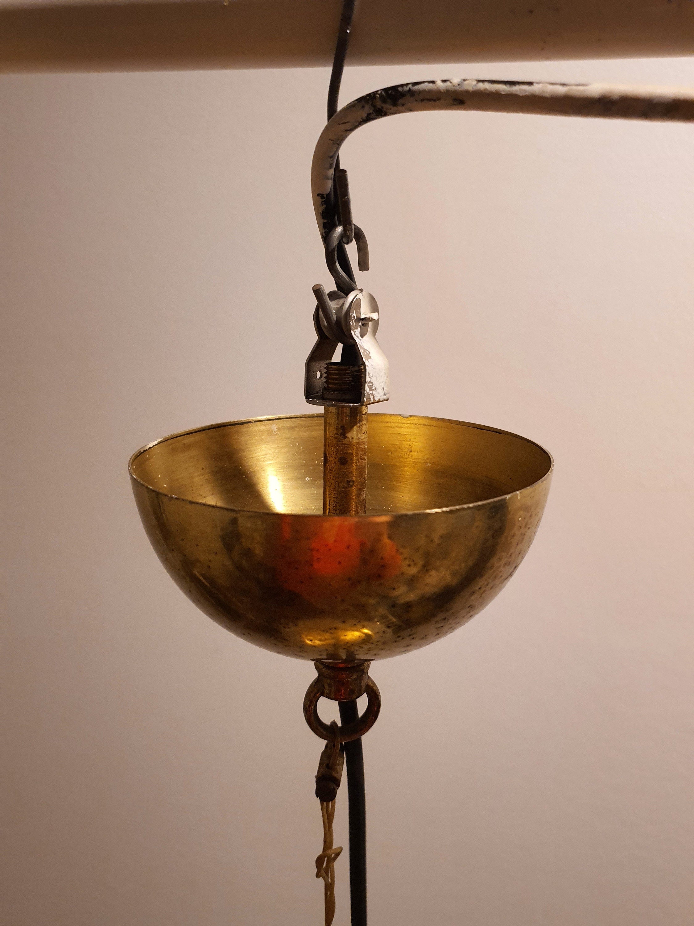 Vintage Murano Glass Globe Pendant Light: Italian Filigree Swirl Chandelier
