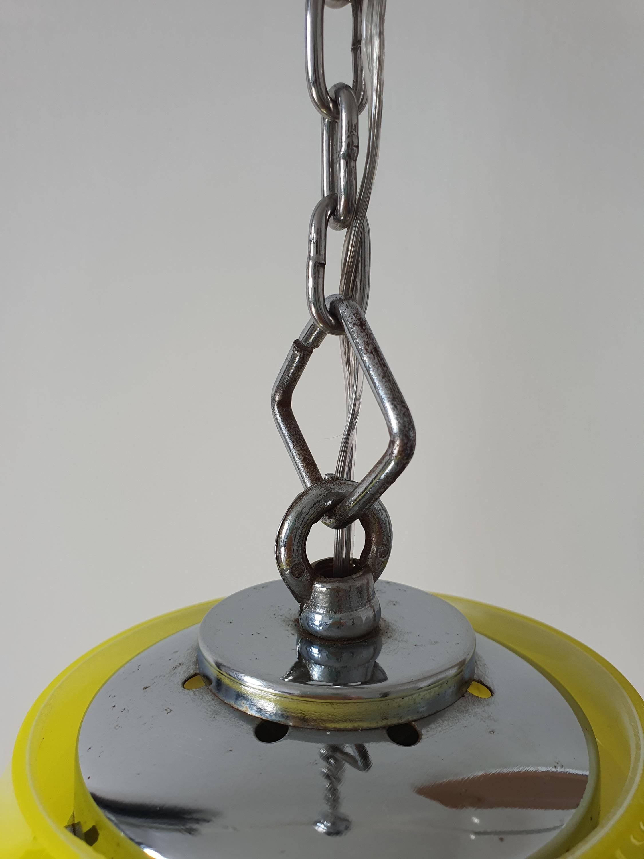 Vintage Italian Midcentury Yellow Kitchen Pendant Light Handcrafted Glass