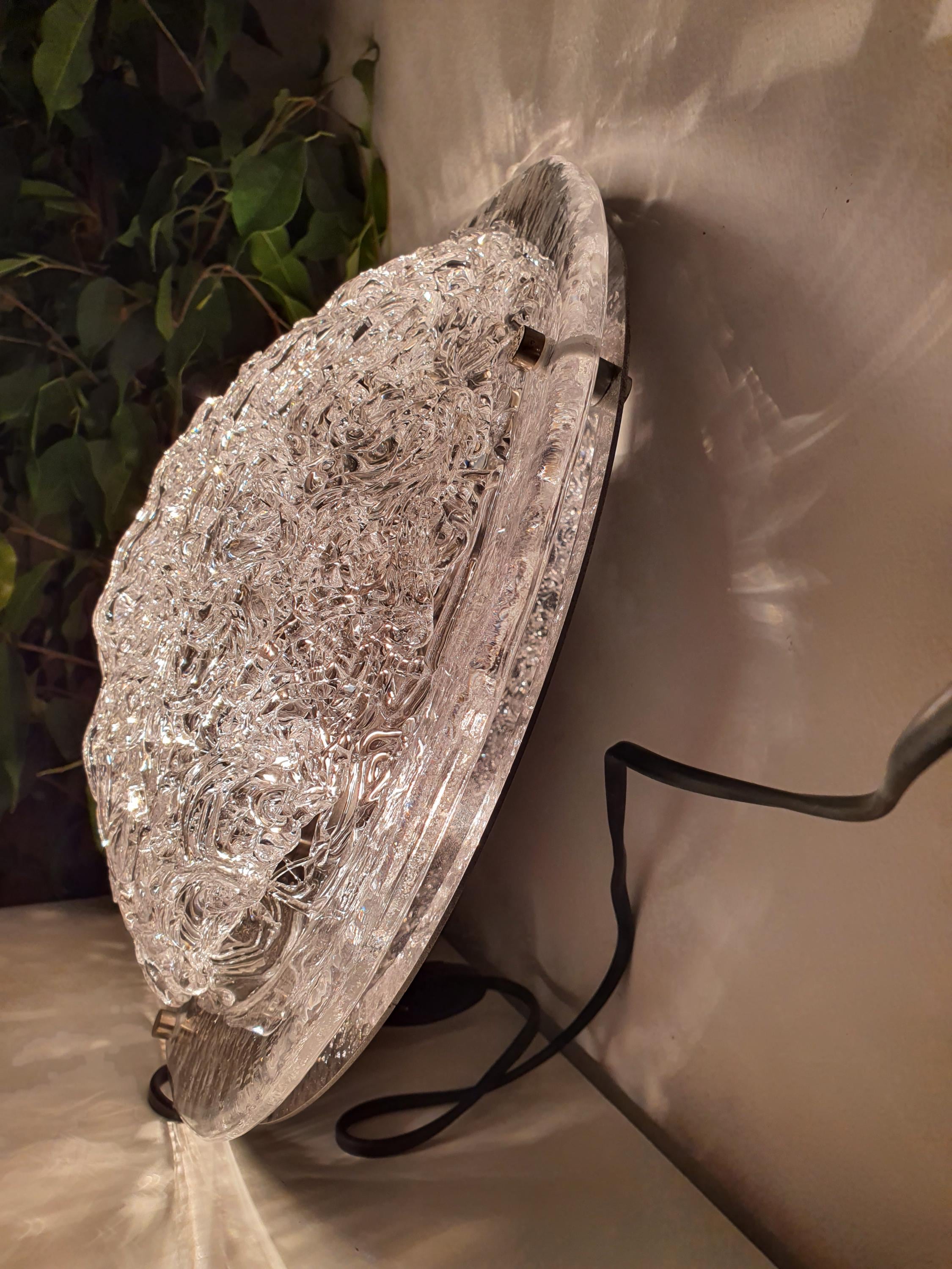 复古 Murano 玻璃吸顶灯 | 透明手工玻璃 | 镀铬底座