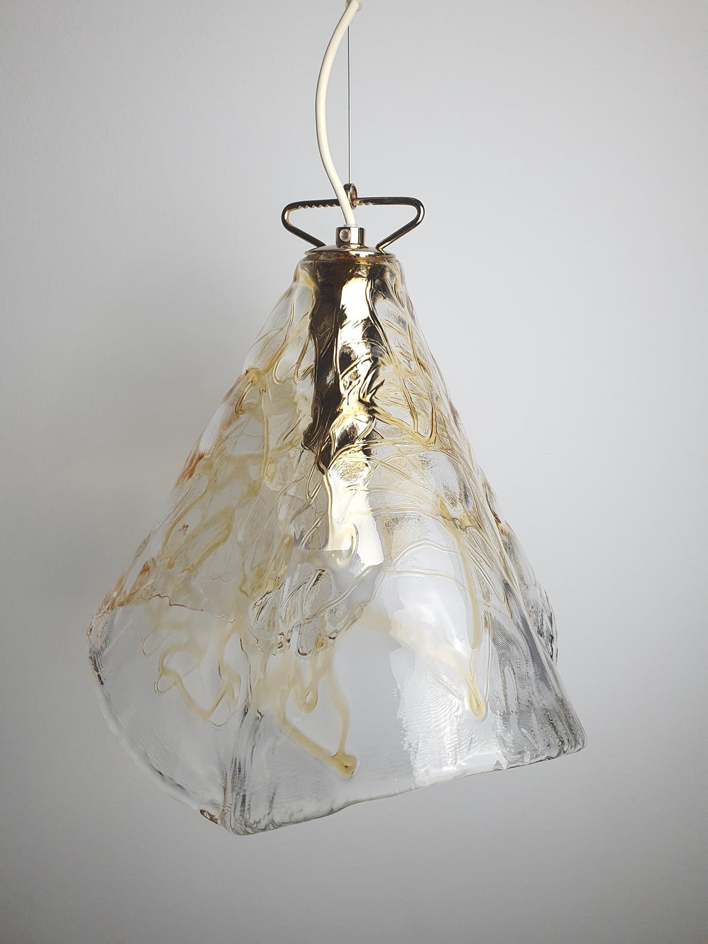 Clear Murano glass pendant shade with warm honey-coloured inclusions
