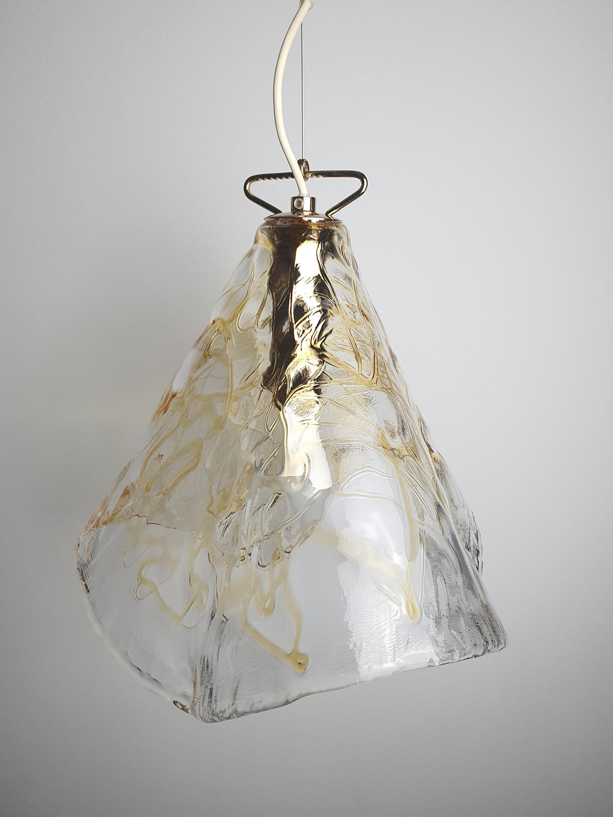 Clear Murano glass pendant shade with warm honey-coloured inclusions
