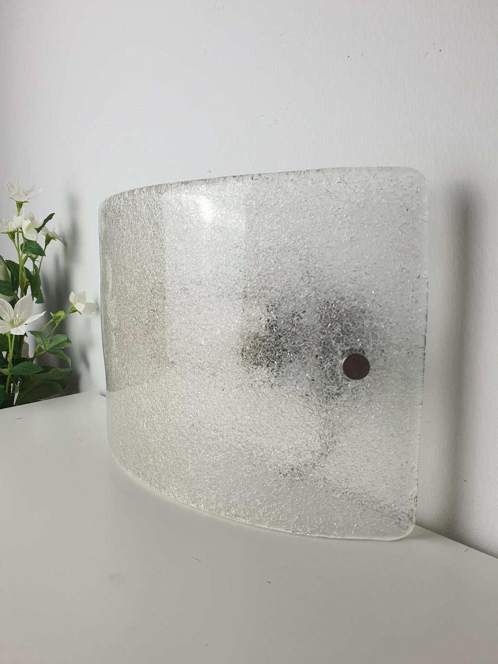 Ruggiu G3121.03 half moon curved single clear frosted Venice glass wall sconce