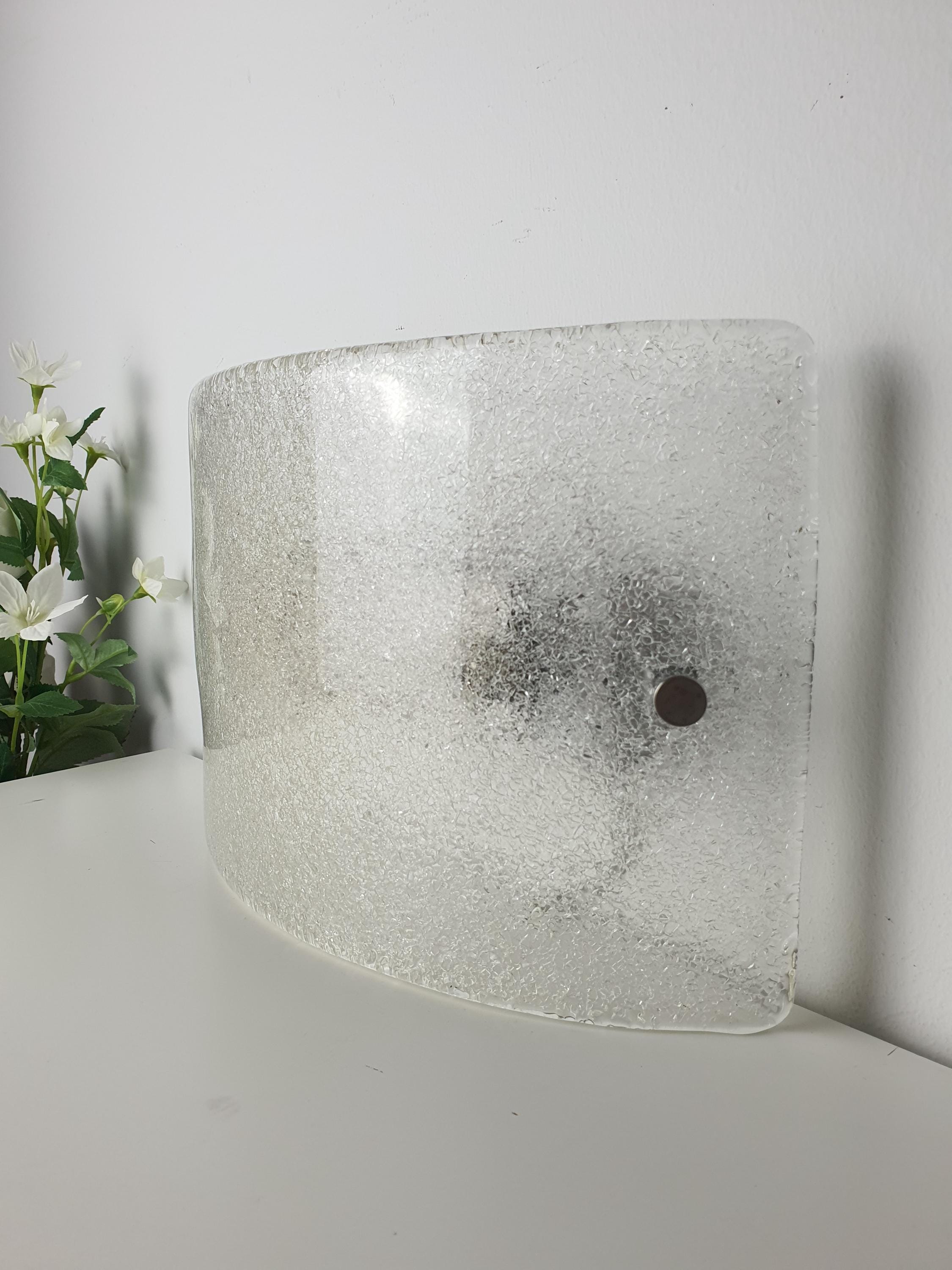 Ruggiu G3121.03 half moon curved single clear frosted Venice glass wall sconce