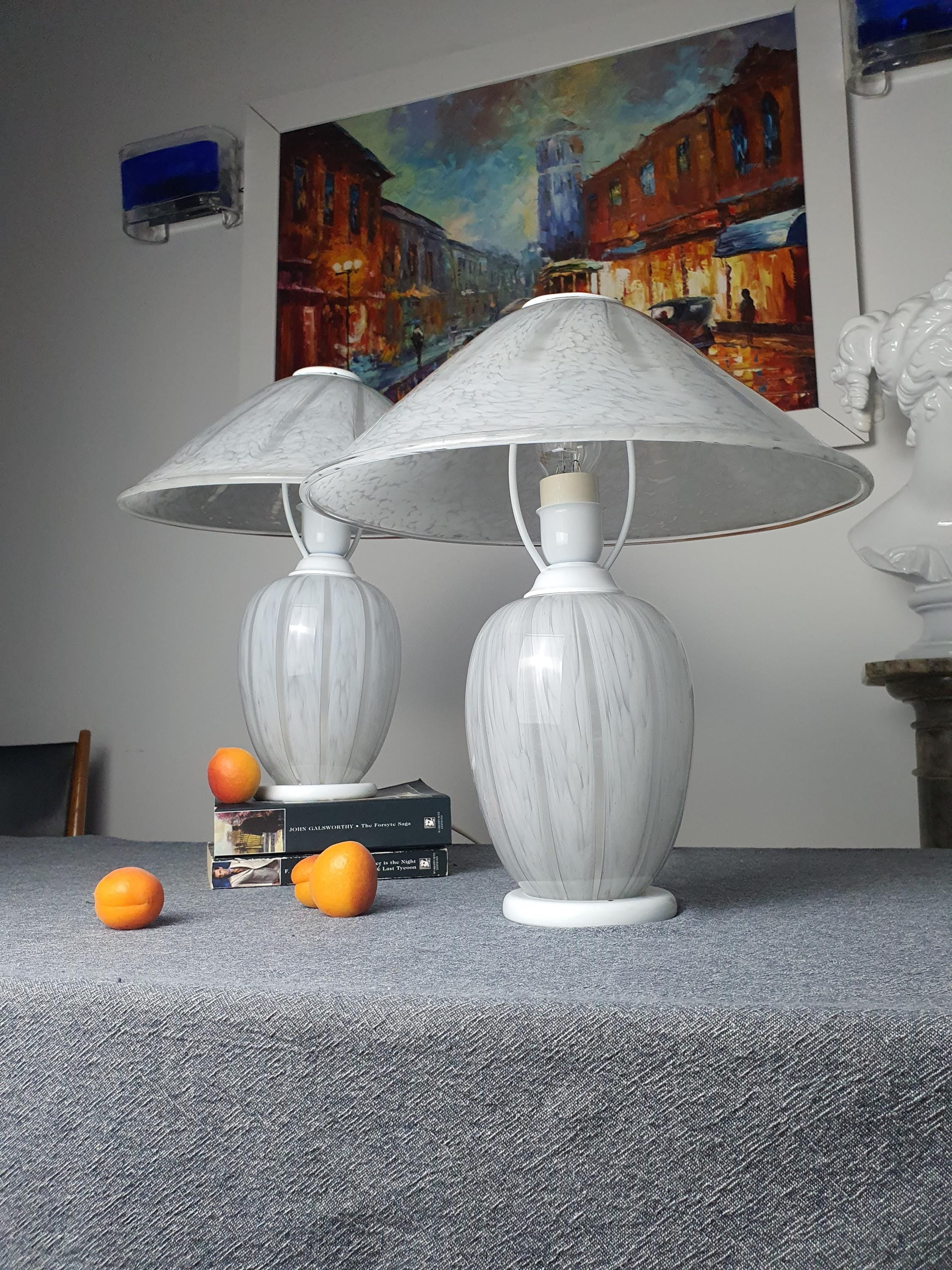 Vintage Murano wave lamp — metal base with rust and aging consistent with vintage condition