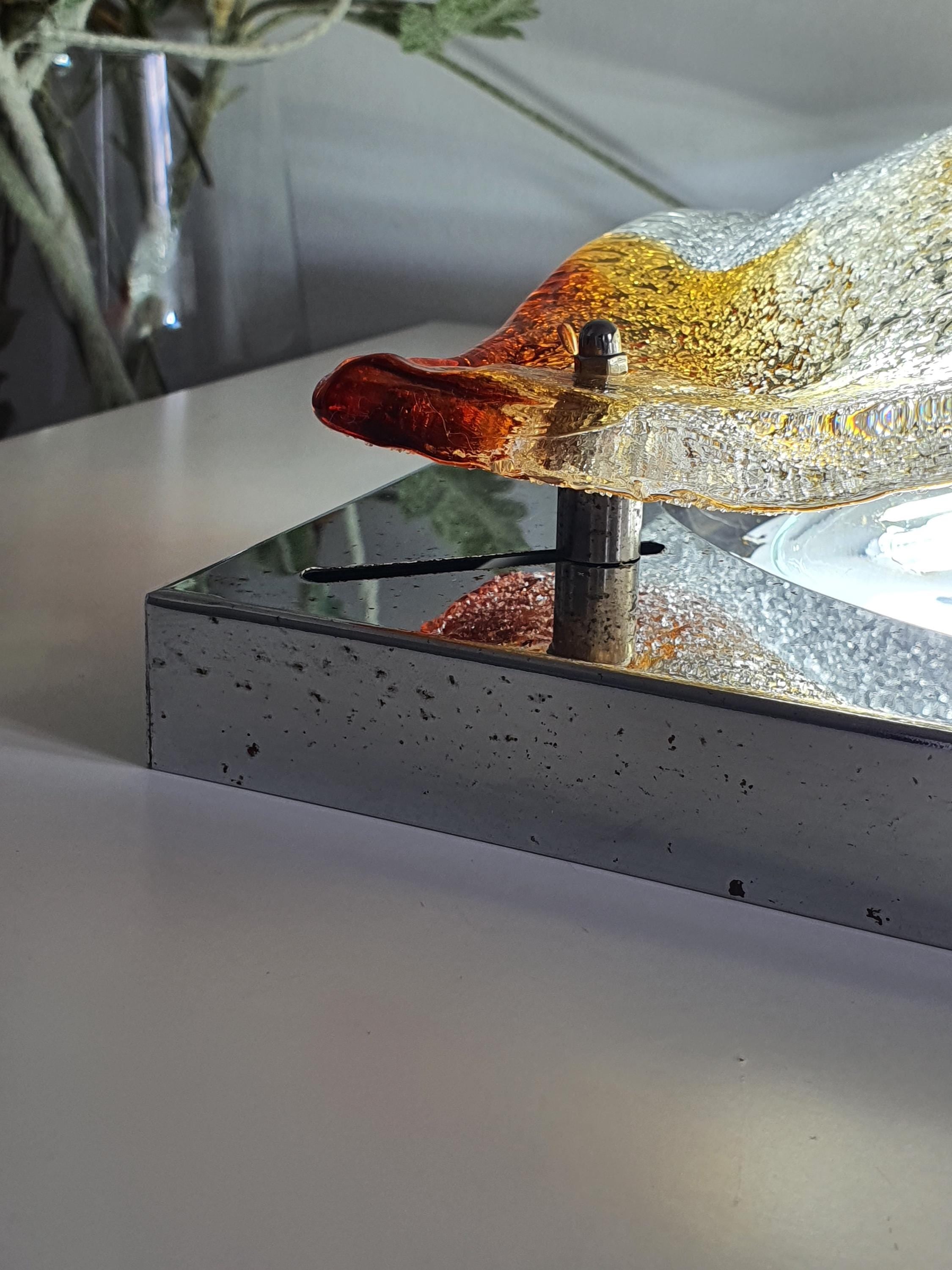 Mazzega Style Murano Glass Amber Spot Square Wall or Ceiling Light