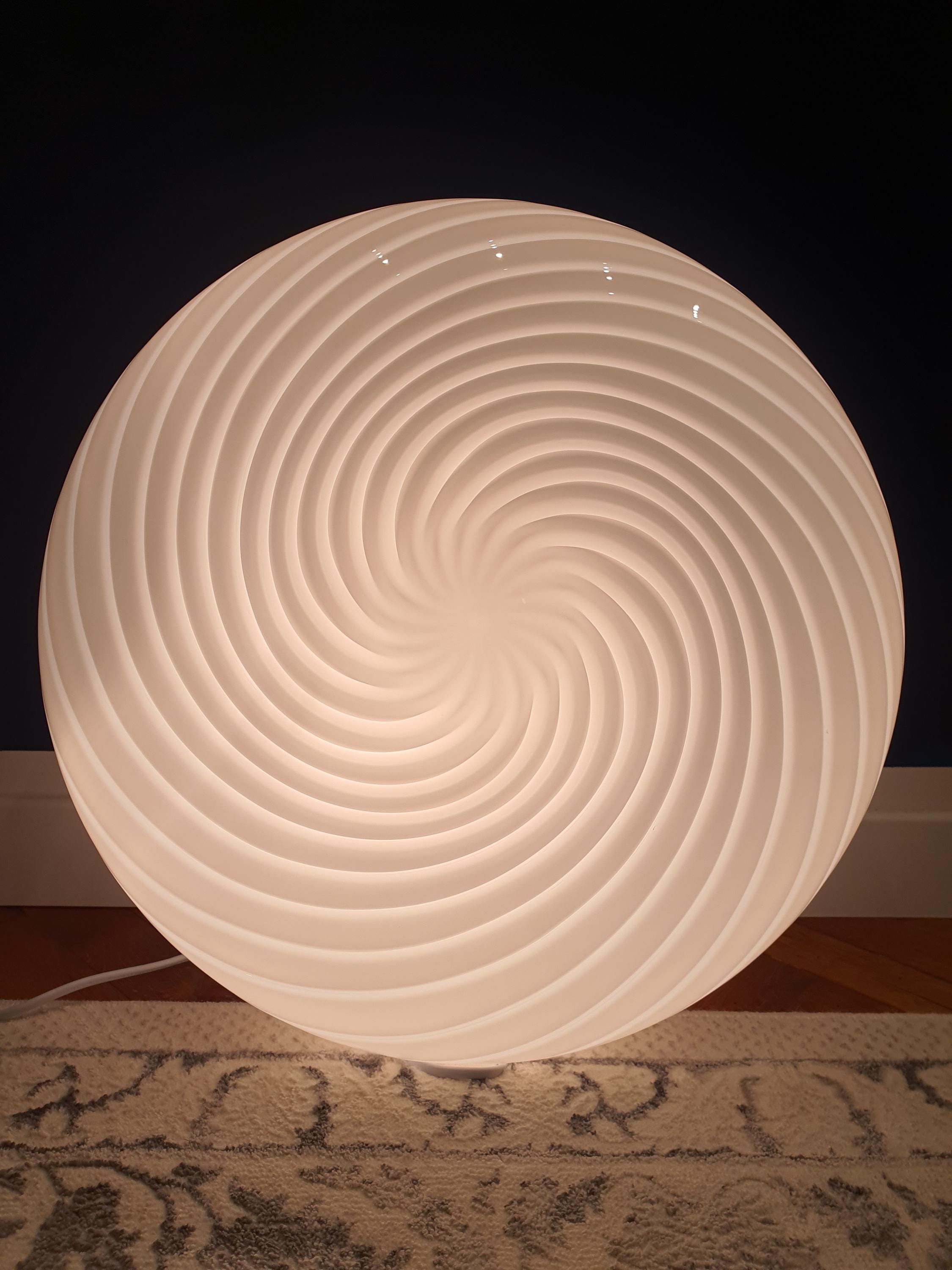 De Majo Murano Glass Flush Mount Light: Vintage White Swirl