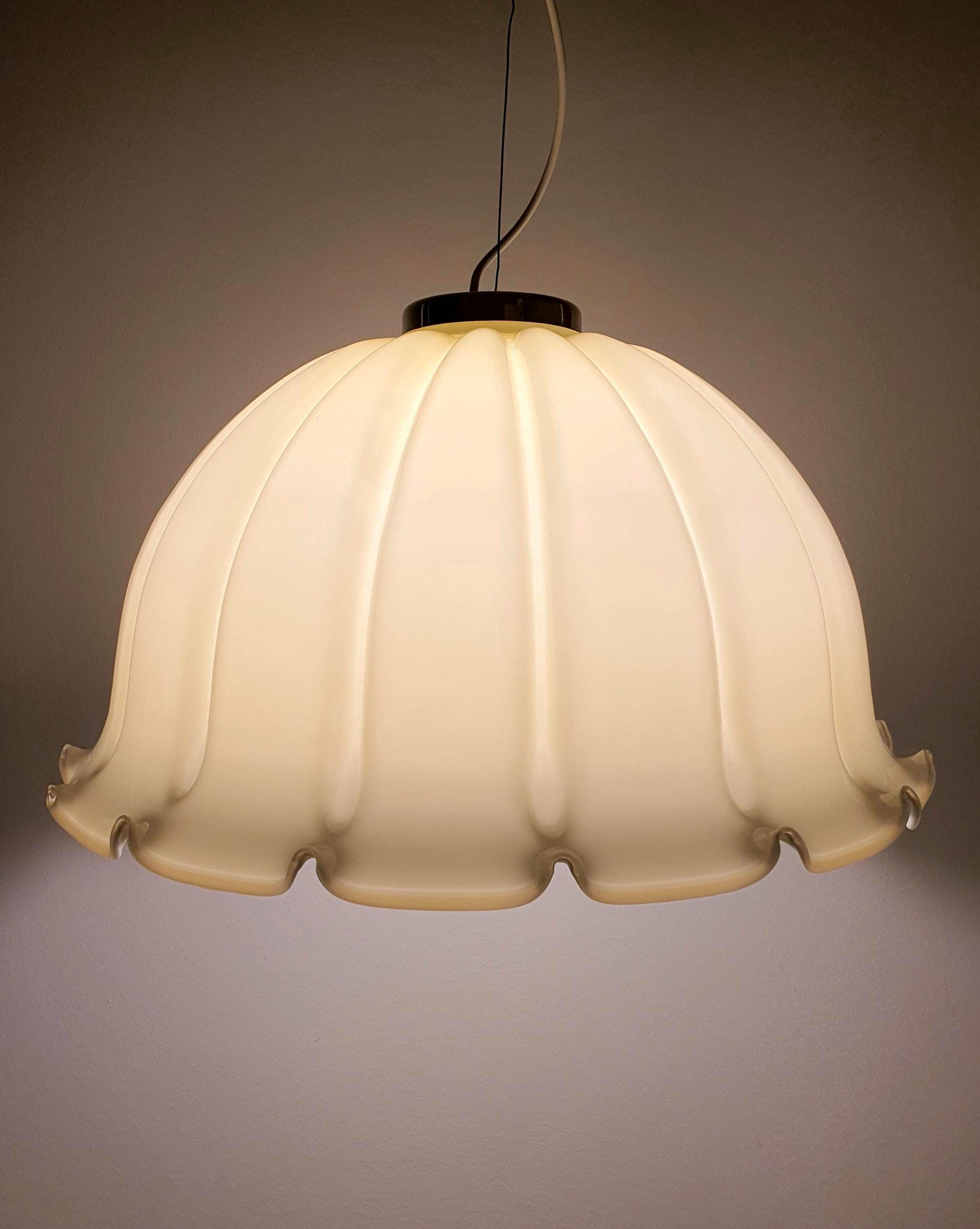 Vintage Murano glass cream tulip pendant light
