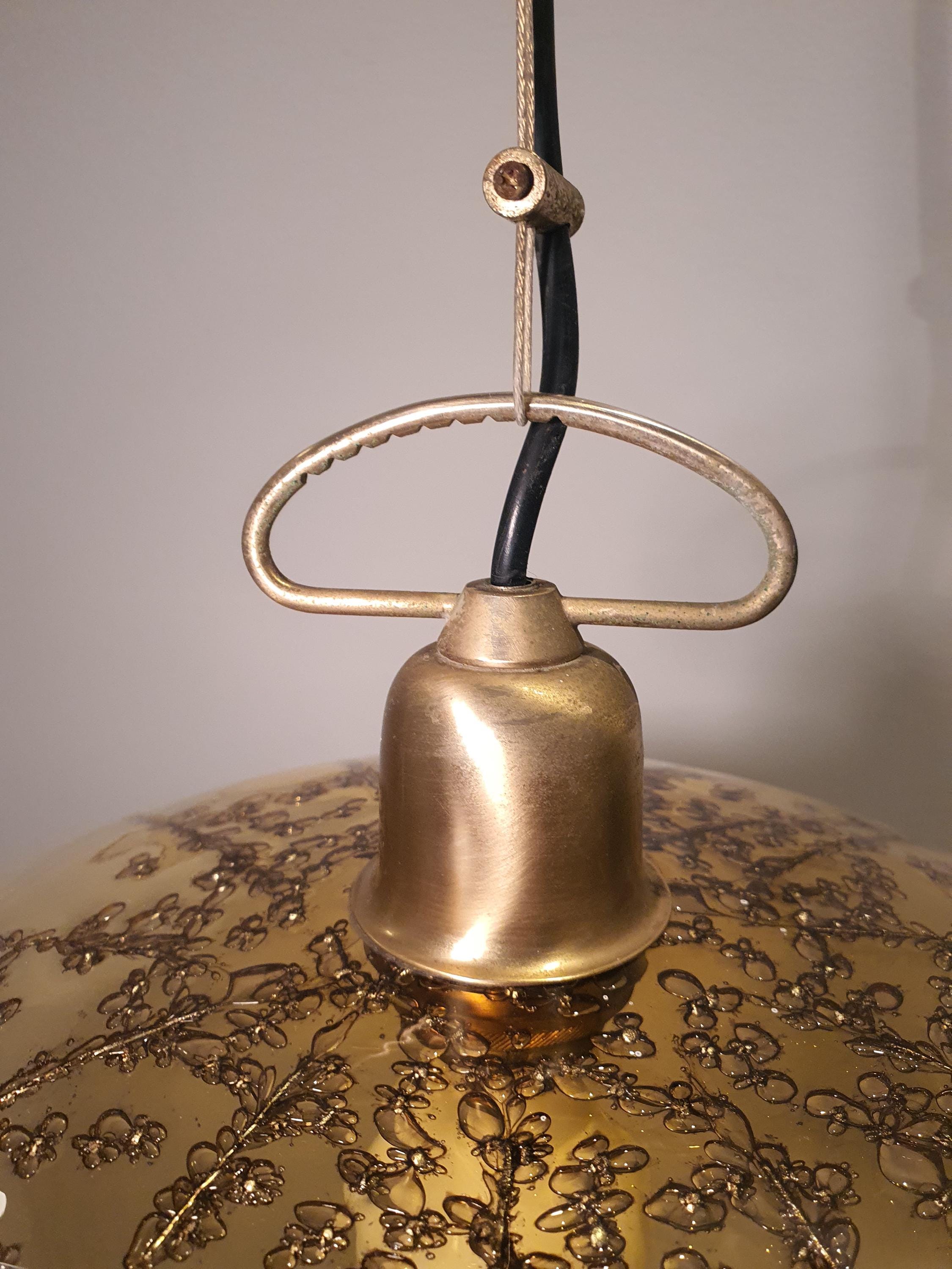 La Murrina Murano Glass Pendant Light: Caramel Bubble Dome, Art Nouveau
