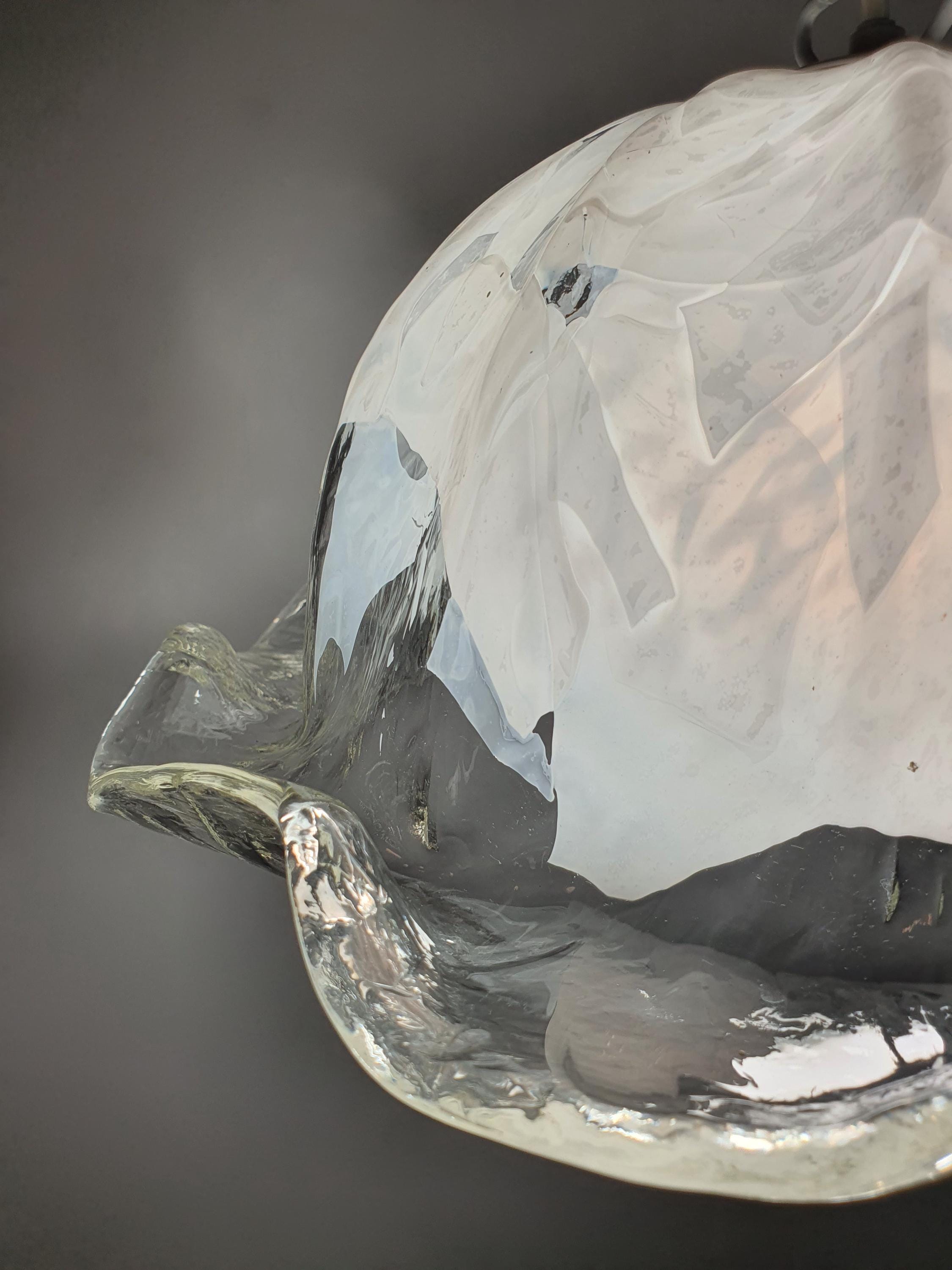 Vintage La Murrina White Tulip Pendant Light | Murano Glass Hat Design | Italian Mid-Century Lighting