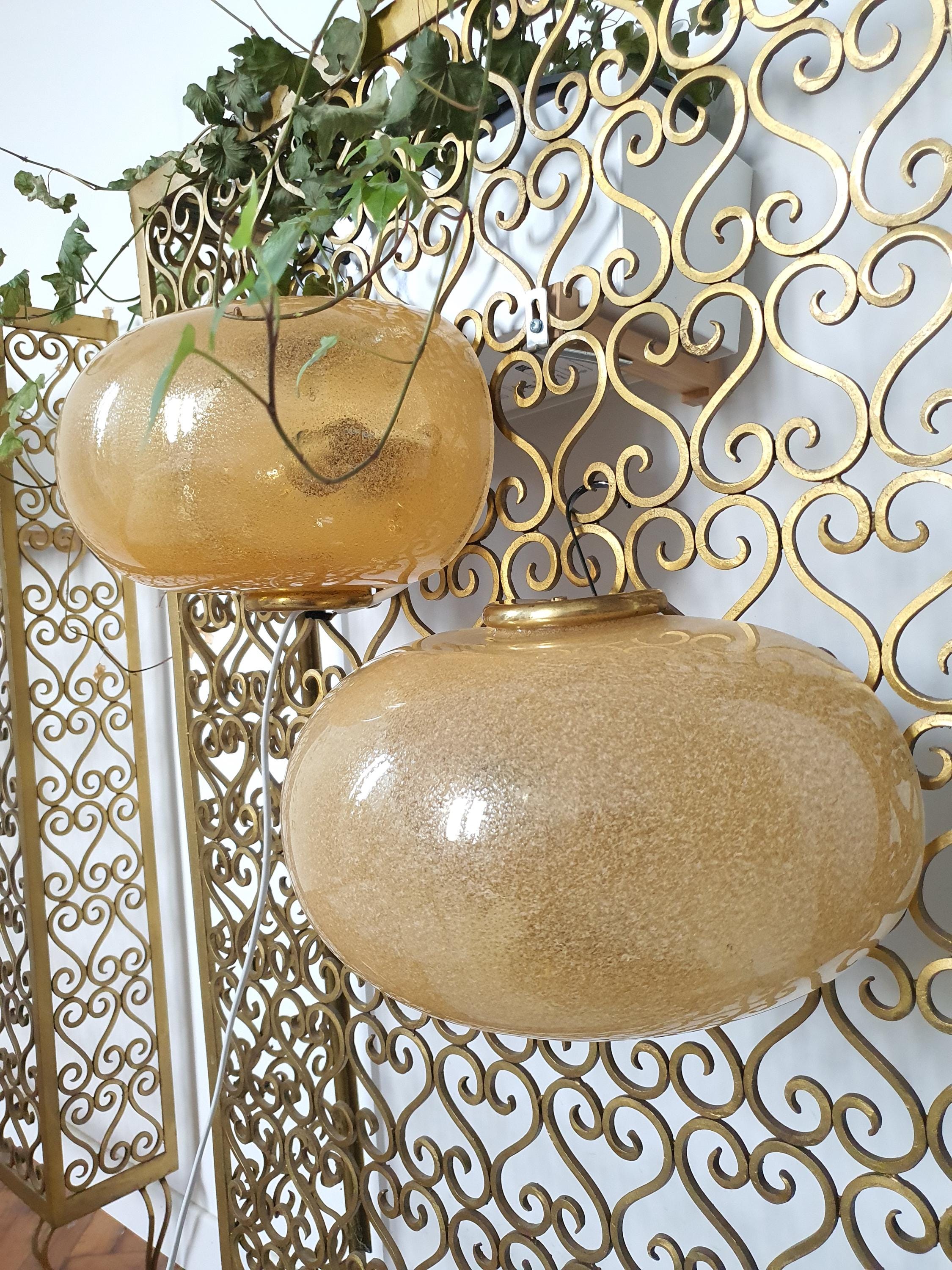 Vintage Murano Glass Wall Sconces: Caramel Art Deco Italian Lamps