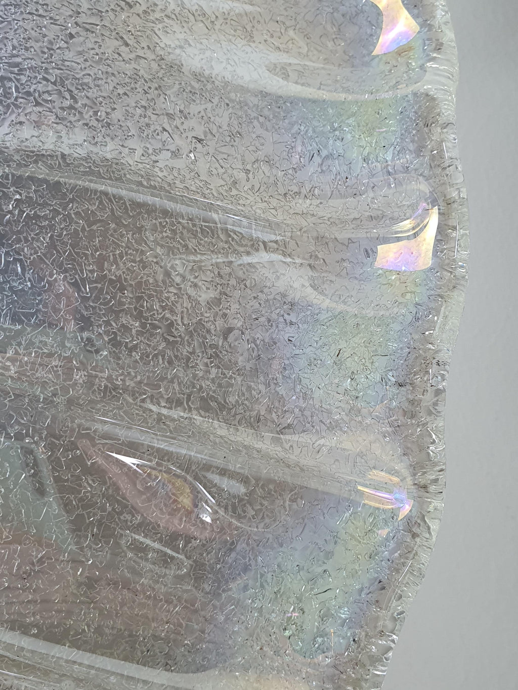 Large Vintage Murano Glass Ceiling Light | Iridescent Shell Form | Pink Green Blue Petrol | Organic Italian