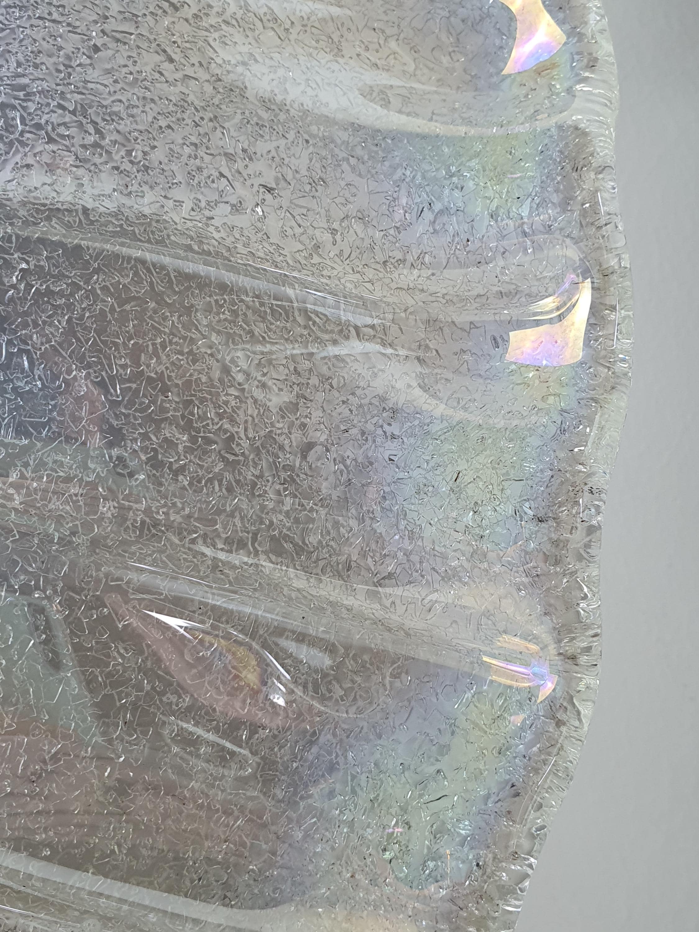 Large Vintage Murano Glass Ceiling Light | Iridescent Shell Form | Pink Green Blue Petrol | Organic Italian