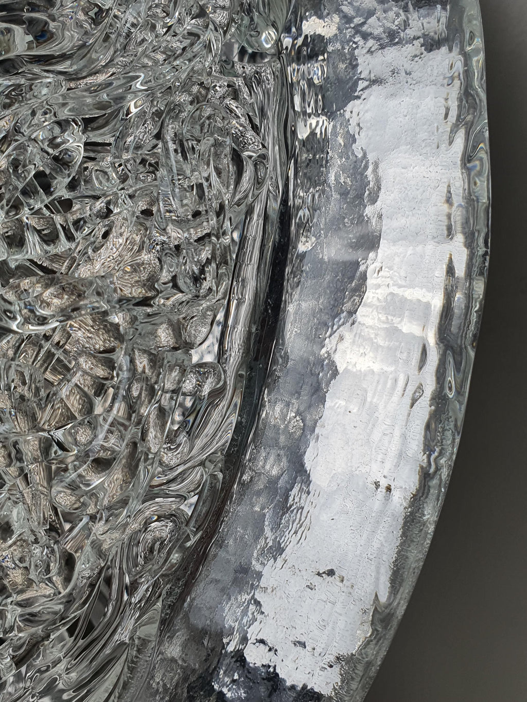 Vintage Clear Murano Glass Flush Mount Light | Chrome Base | Italian Mid-Century Fixture