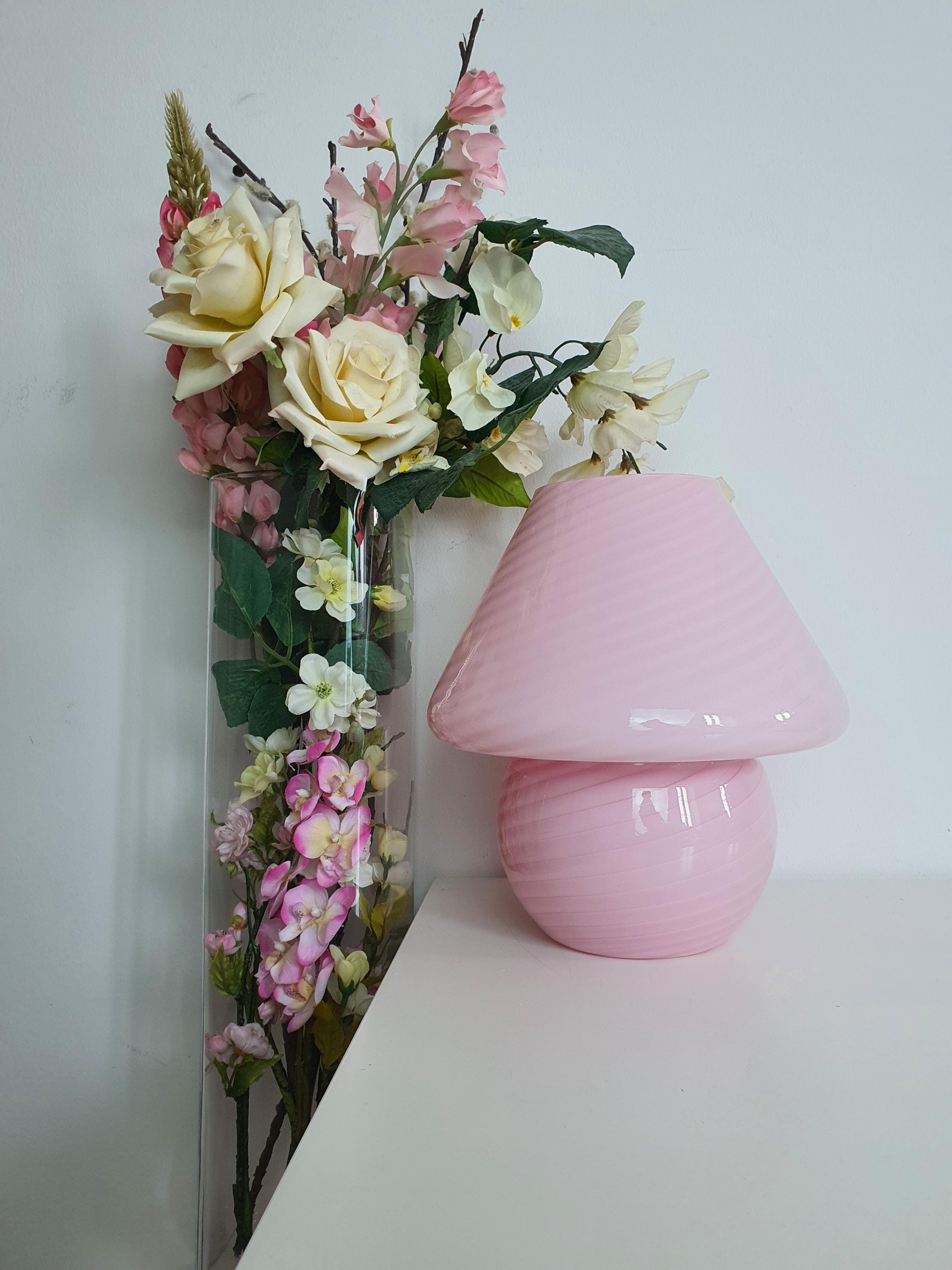 Candy Pink Swirl Murano Glass Lamp: Handcrafted Retro Accent Light