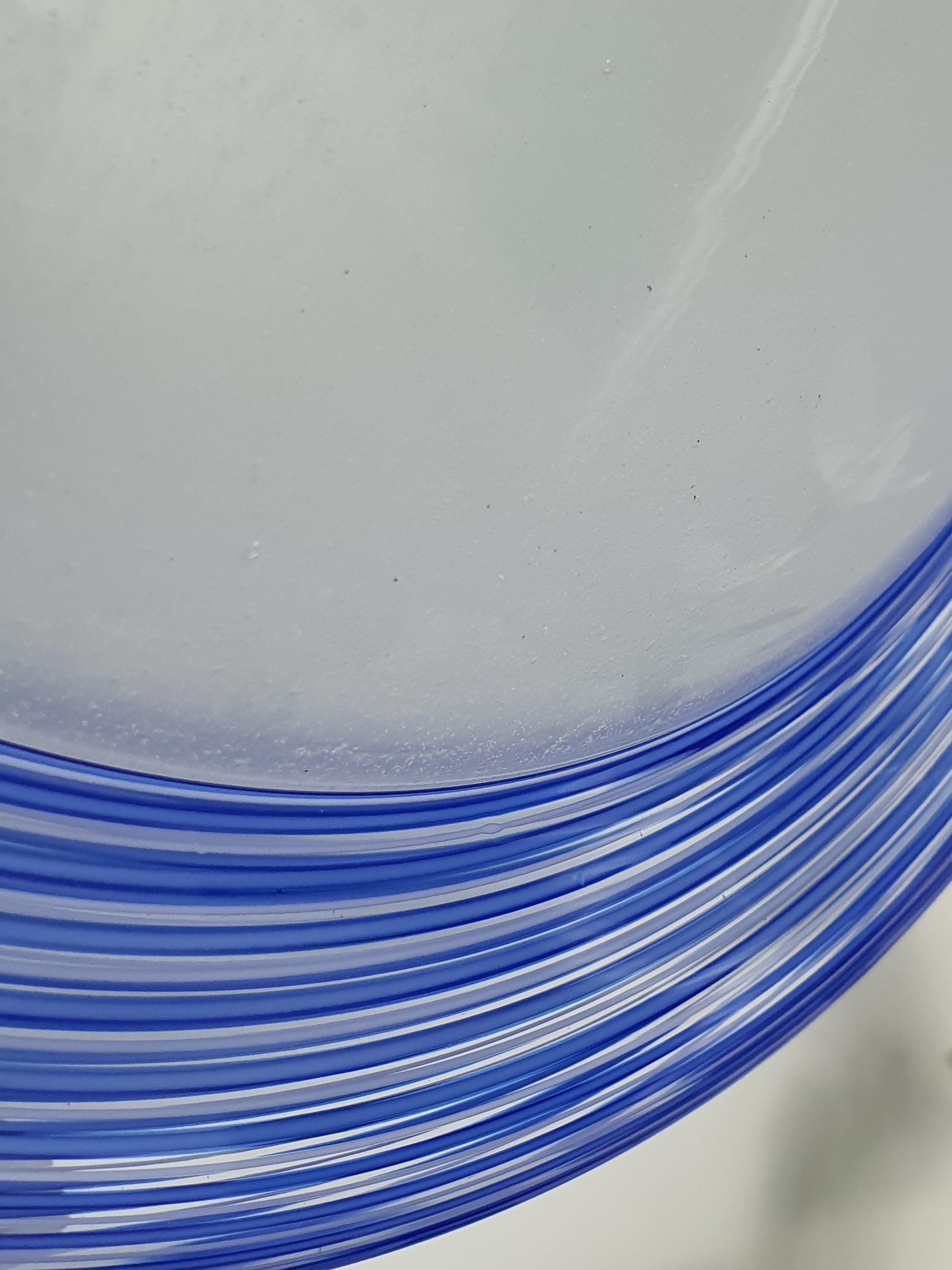 Due P Murano Glass Flush Mount Light: Blue Filigree, Bubbles, MCM Decor