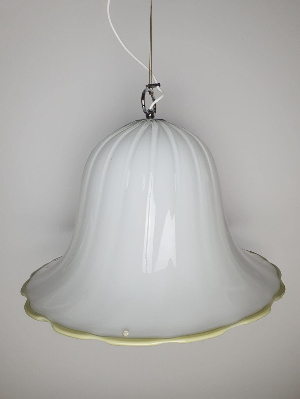 La Murrina Tulip Pendant Light | Vintage Murano Glass Lighting with Green Rim | Italian Mid-Century Modern