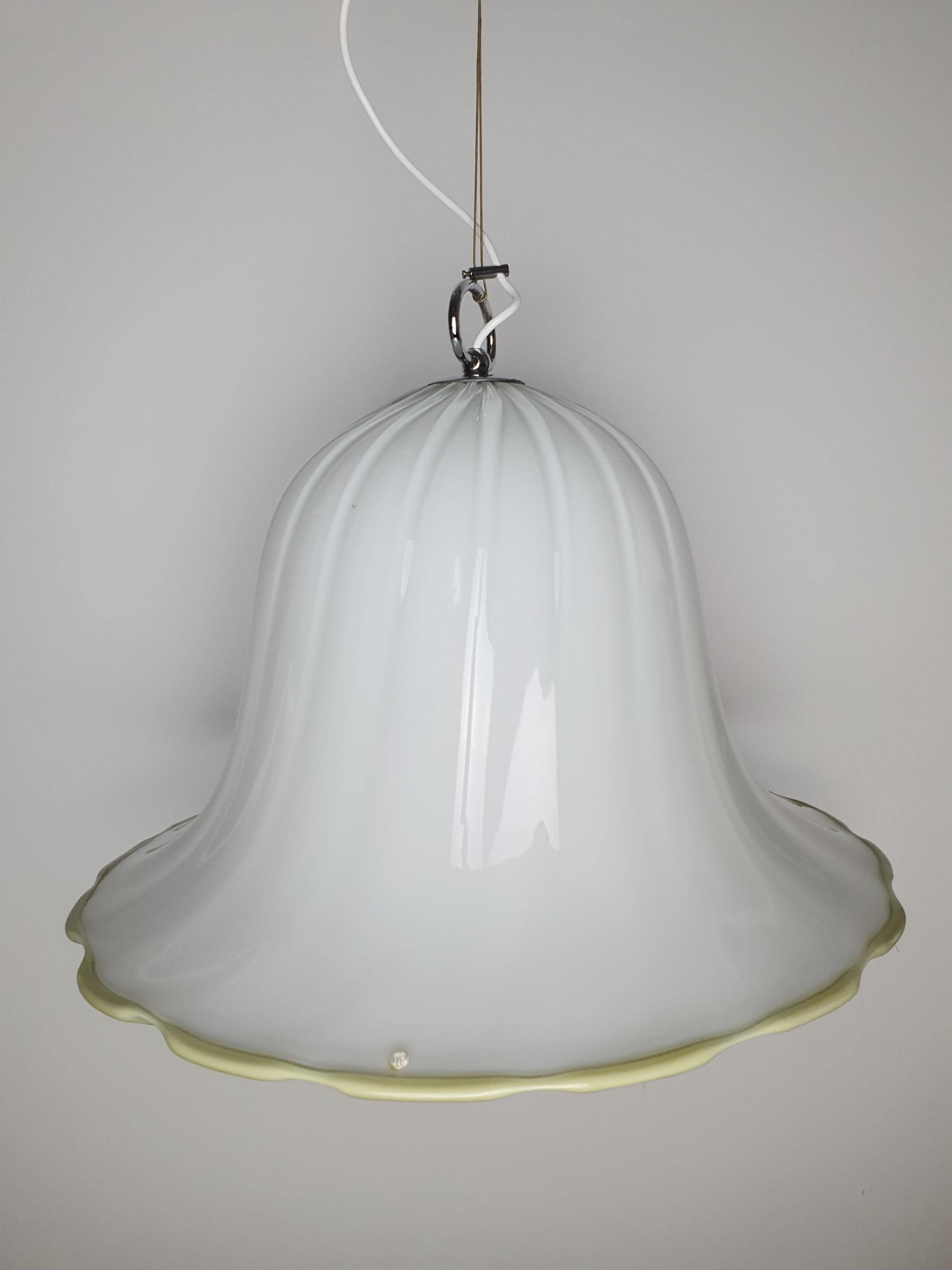 La Murrina Tulip Pendant Light | Vintage Murano Glass Lighting with Green Rim | Italian Mid-Century Modern