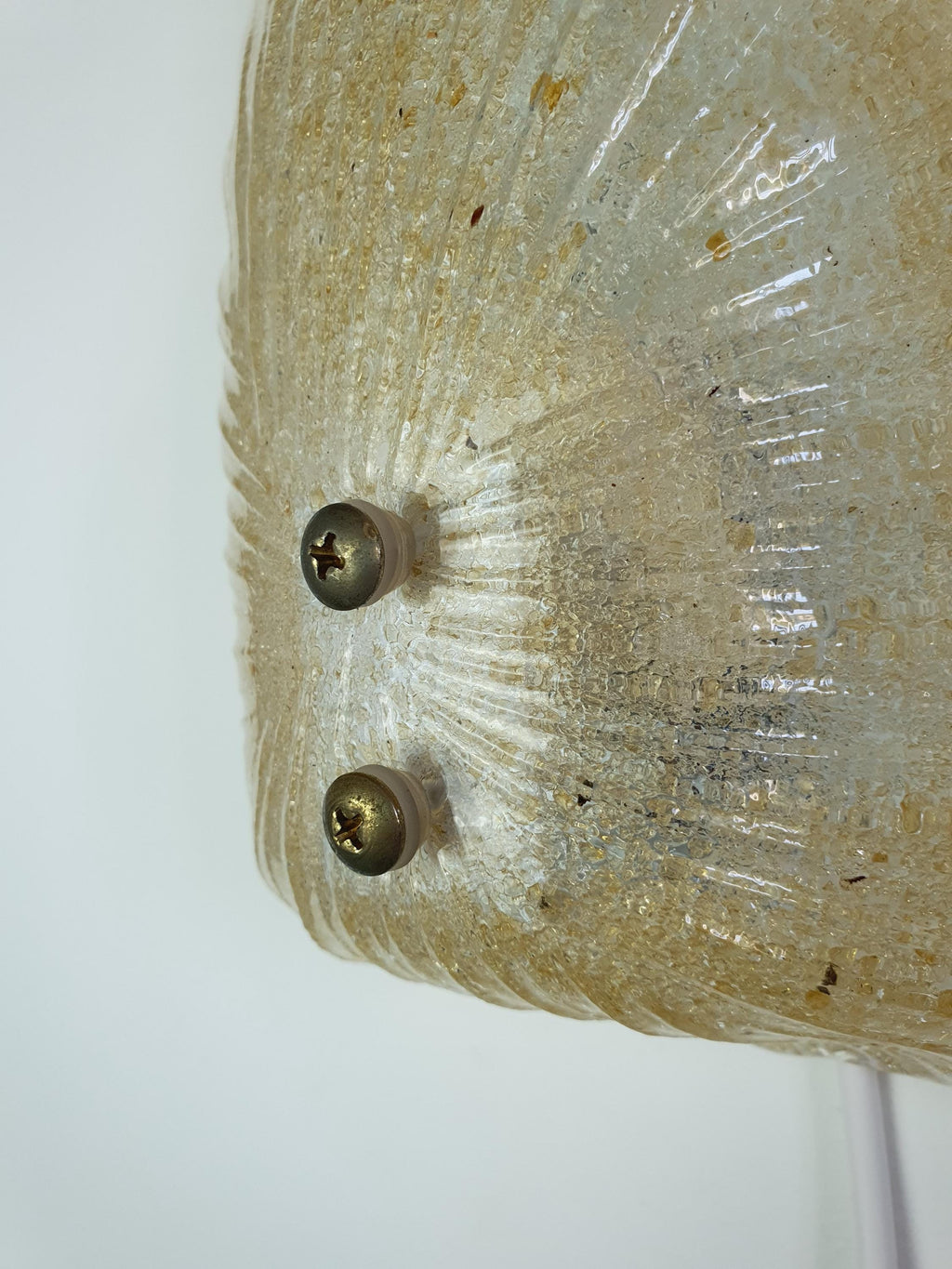 Vintage Murano Glass Wall Sconce: Beige Frosted Shell, Italian Lighting
