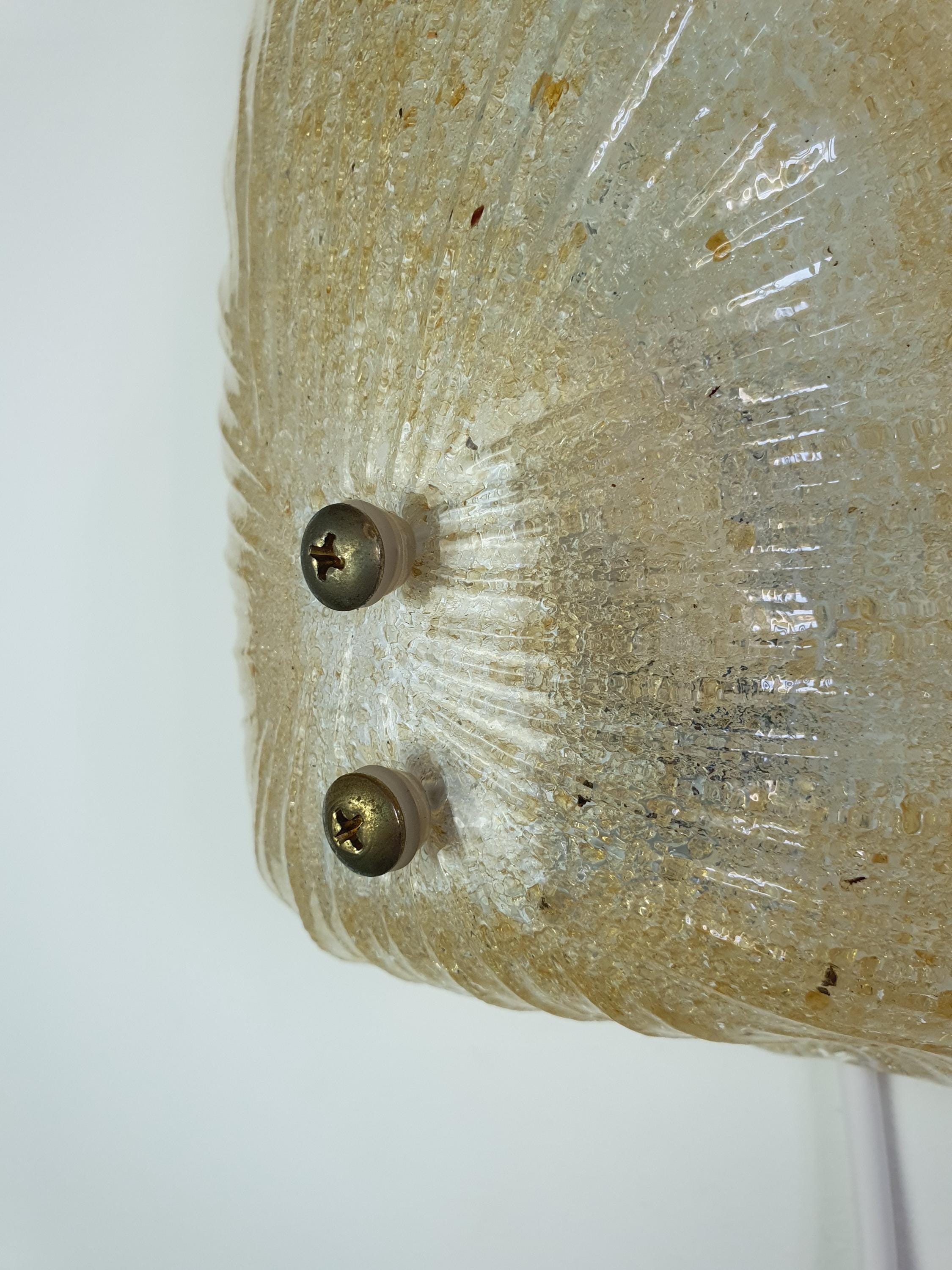 Vintage Murano Glass Wall Sconce: Beige Frosted Shell, Italian Lighting
