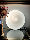 Große Vintage-Muranoglas Plafonnier, weißes Wirbelmuster, Mid-Century Modern italienische Beleuchtung