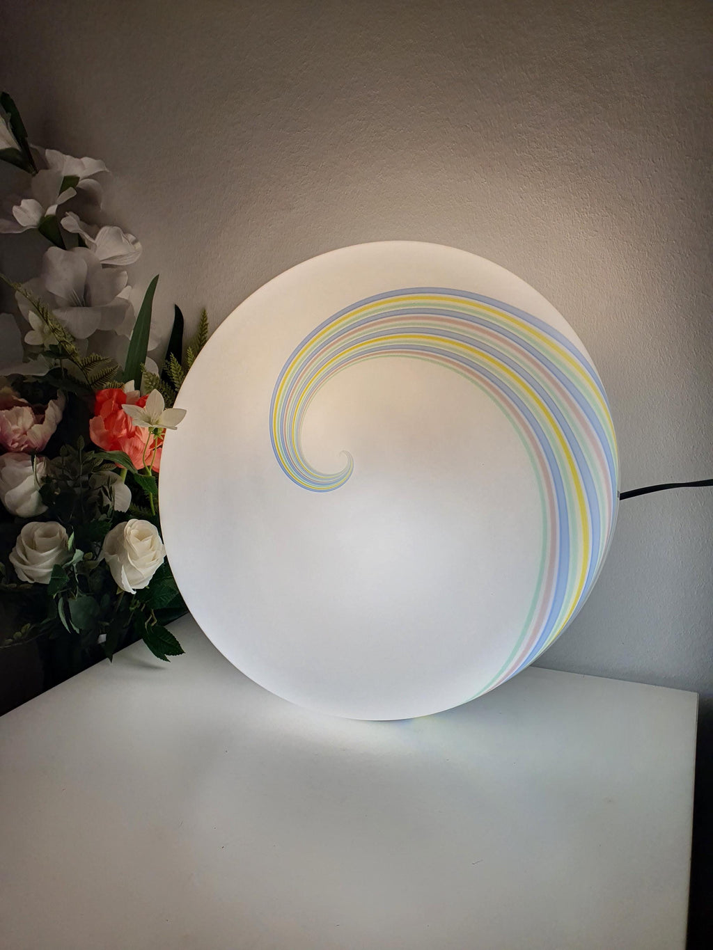 F. Fabbian Murano Glass Multicolor Swirl Flush Mount Ceiling Light Vintage Italian