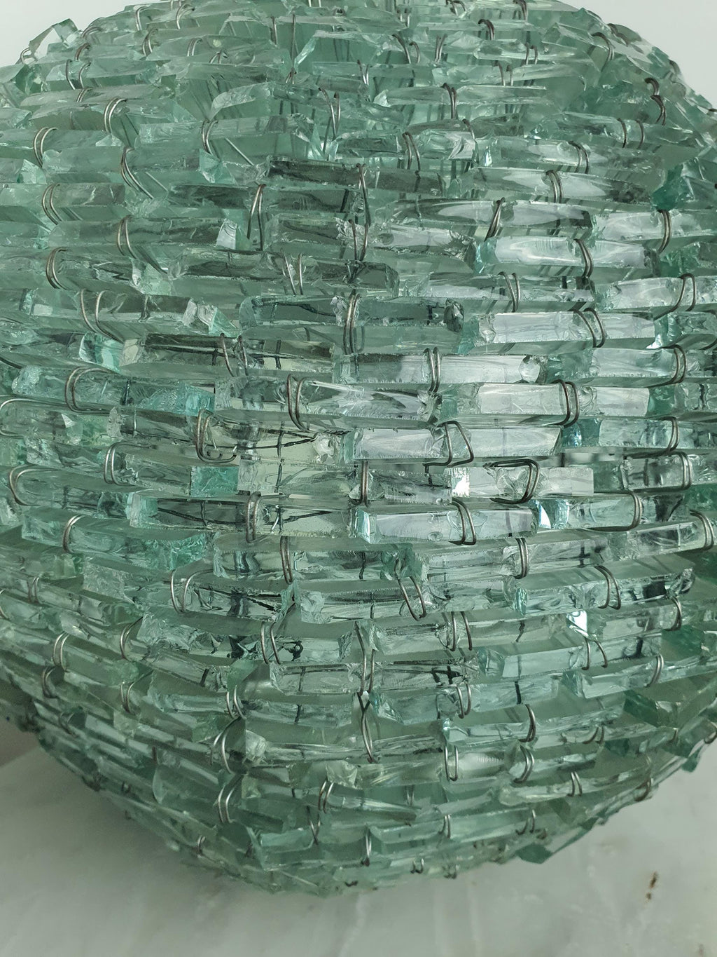 Mosaic Bottle Glass Globe Lamp: Retro Midcentury Table Light