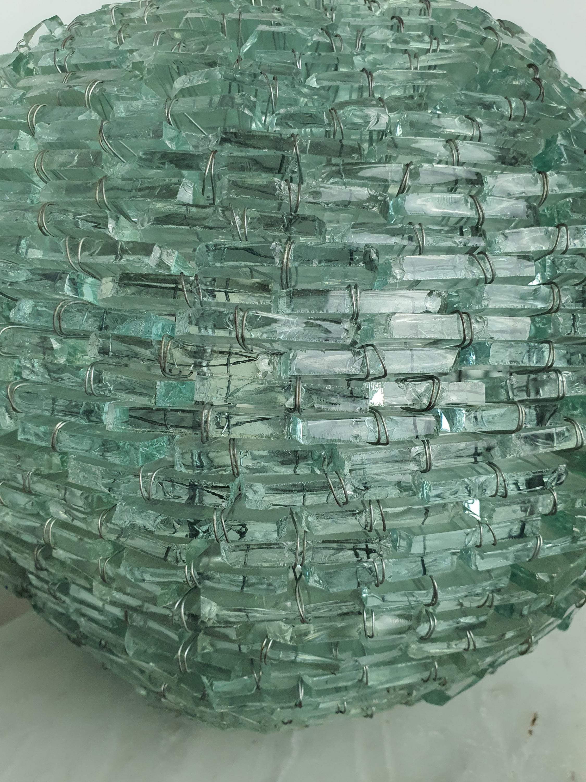 Mosaic Bottle Glass Globe Lamp: Retro Midcentury Table Light