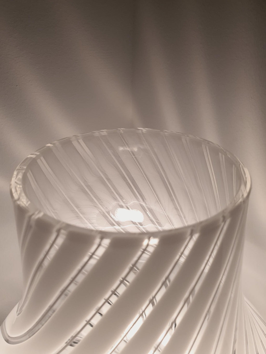 Vintage Murano Glass Mushroom Lamp: White Swirl, 1970s Italian Lighting