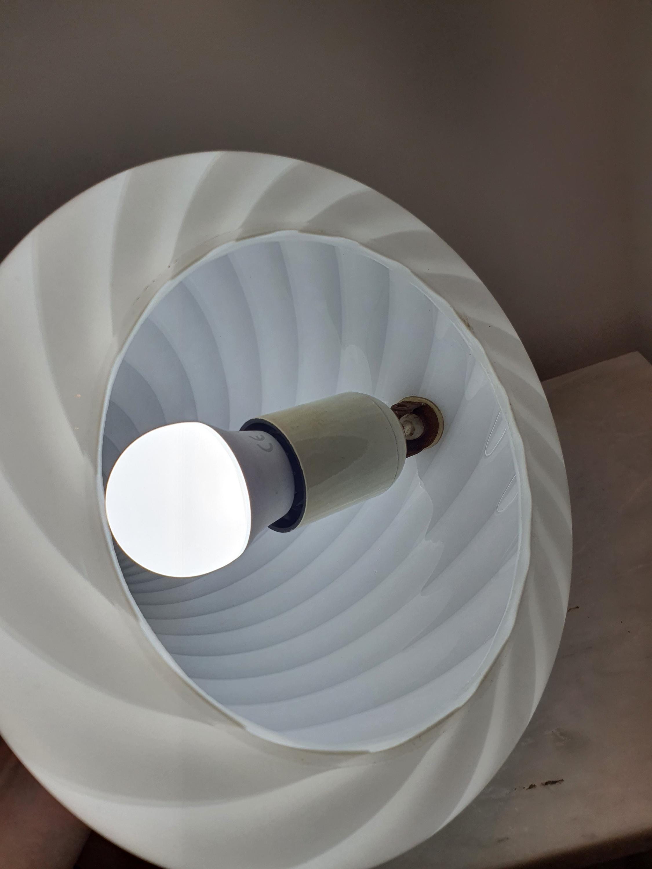 Vintage Murano Glass Bedside Lamp: 1980s Italian Cone Swirl Light